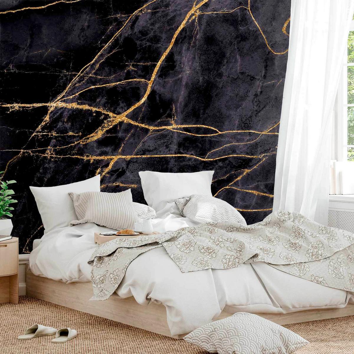Fototapeta Golden Paths, 450x315cm - črna/barve medu, Trendi, tekstil (450/315cm) - artgeist