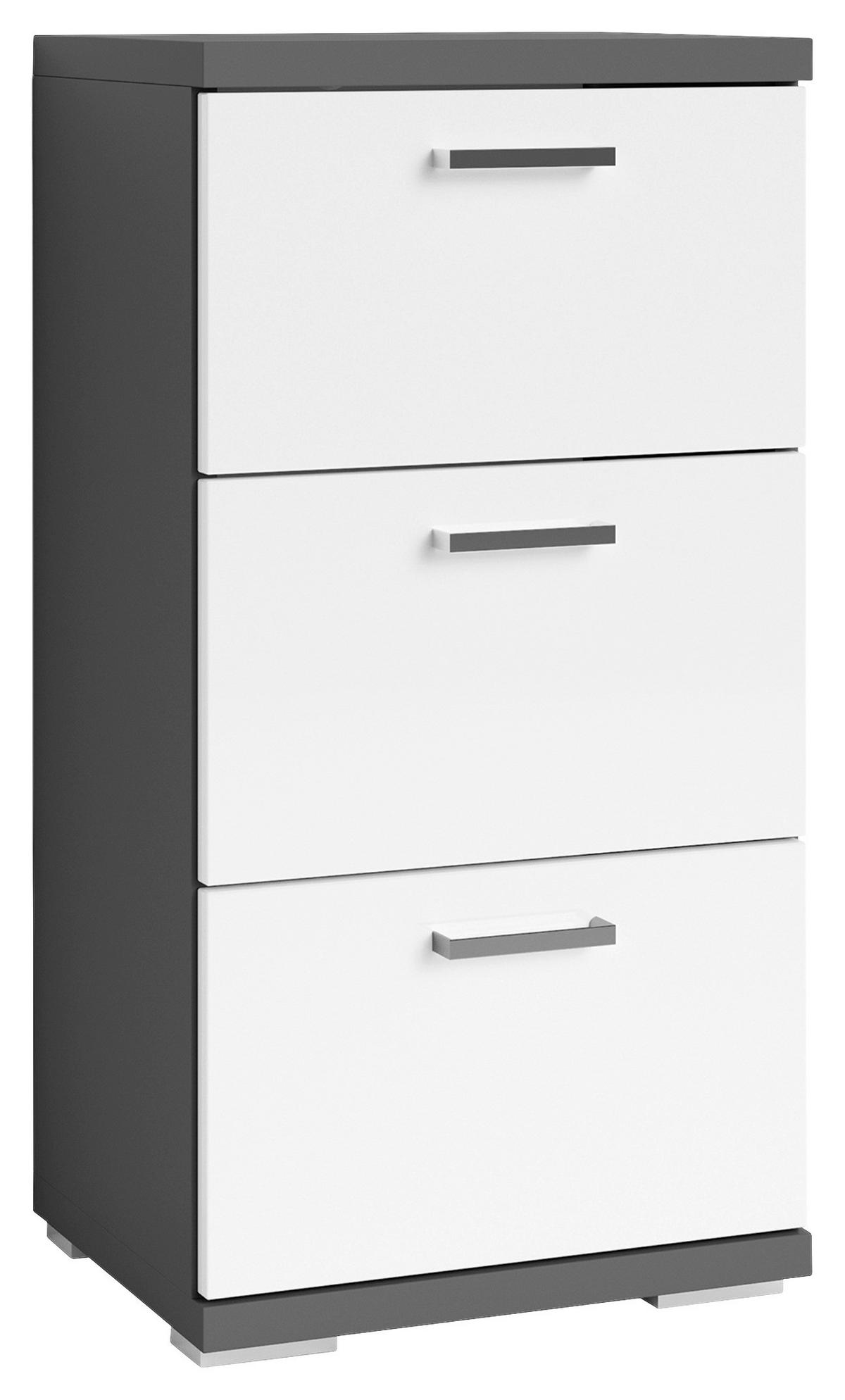 Unterschrank "Nebraska" NEBRASKA - Chromfarben/Weiß Hochglanz, MODERN, Holzwerkstoff/Metall (35,5/74/31,5cm) - MID.YOU