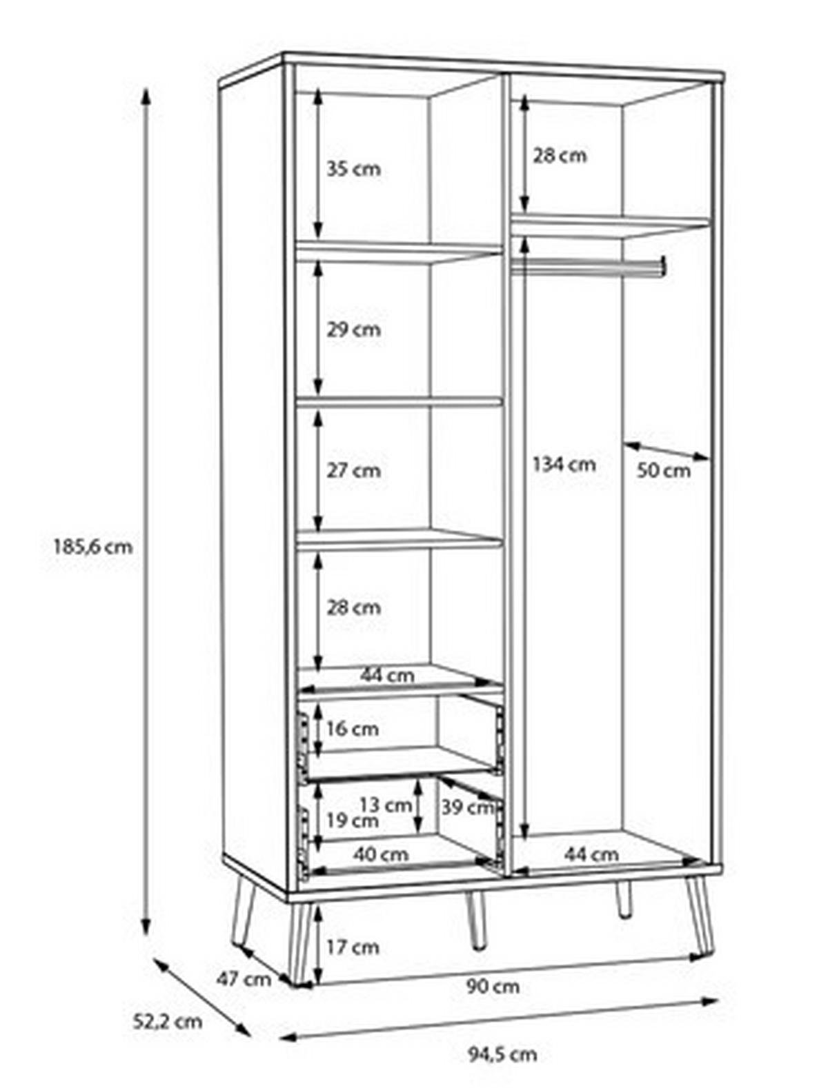 Dulap Whenua - verde salvie/culoare lemn stejar, Modern, metal/material pe bază de lemn (94,5/185,6/52,2cm) - Mömax