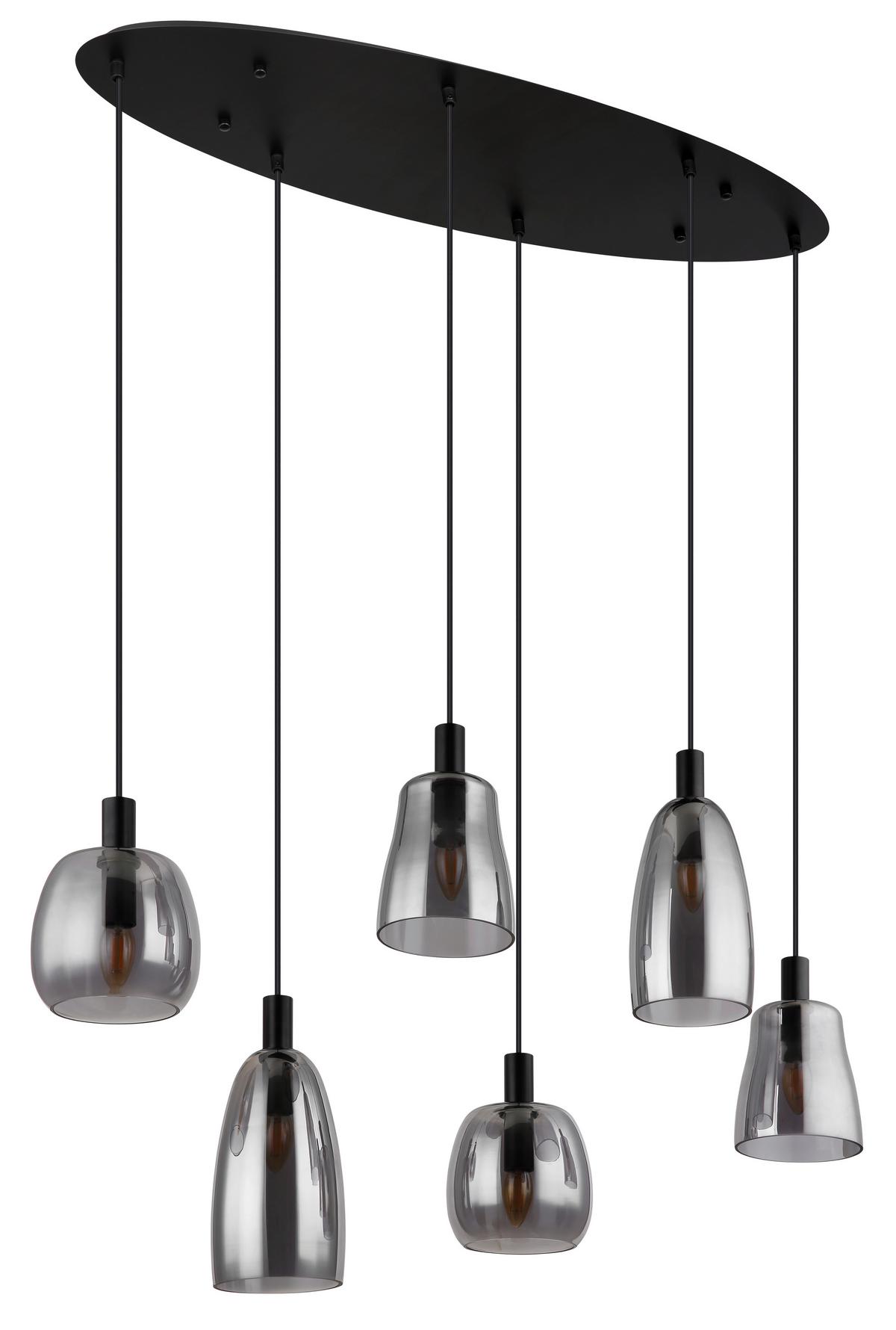 Hängeleuchte Garri max. 40 Watt - Schwarz, Design, Glas/Metall (97/32,5/130cm) - Globo