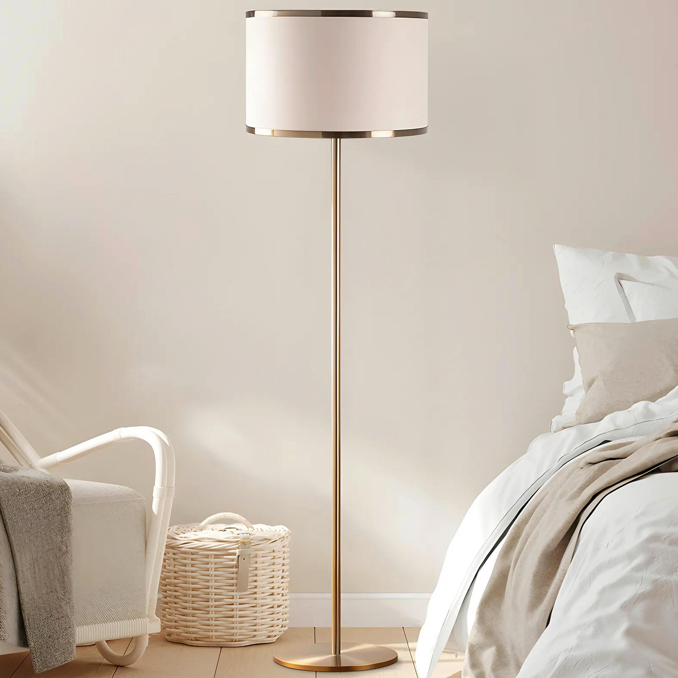 LAMPA STOJĄCA WAY - 11612 - kolor brązu/kremowy, Design, metal/szkło (40/156cm) - P & B