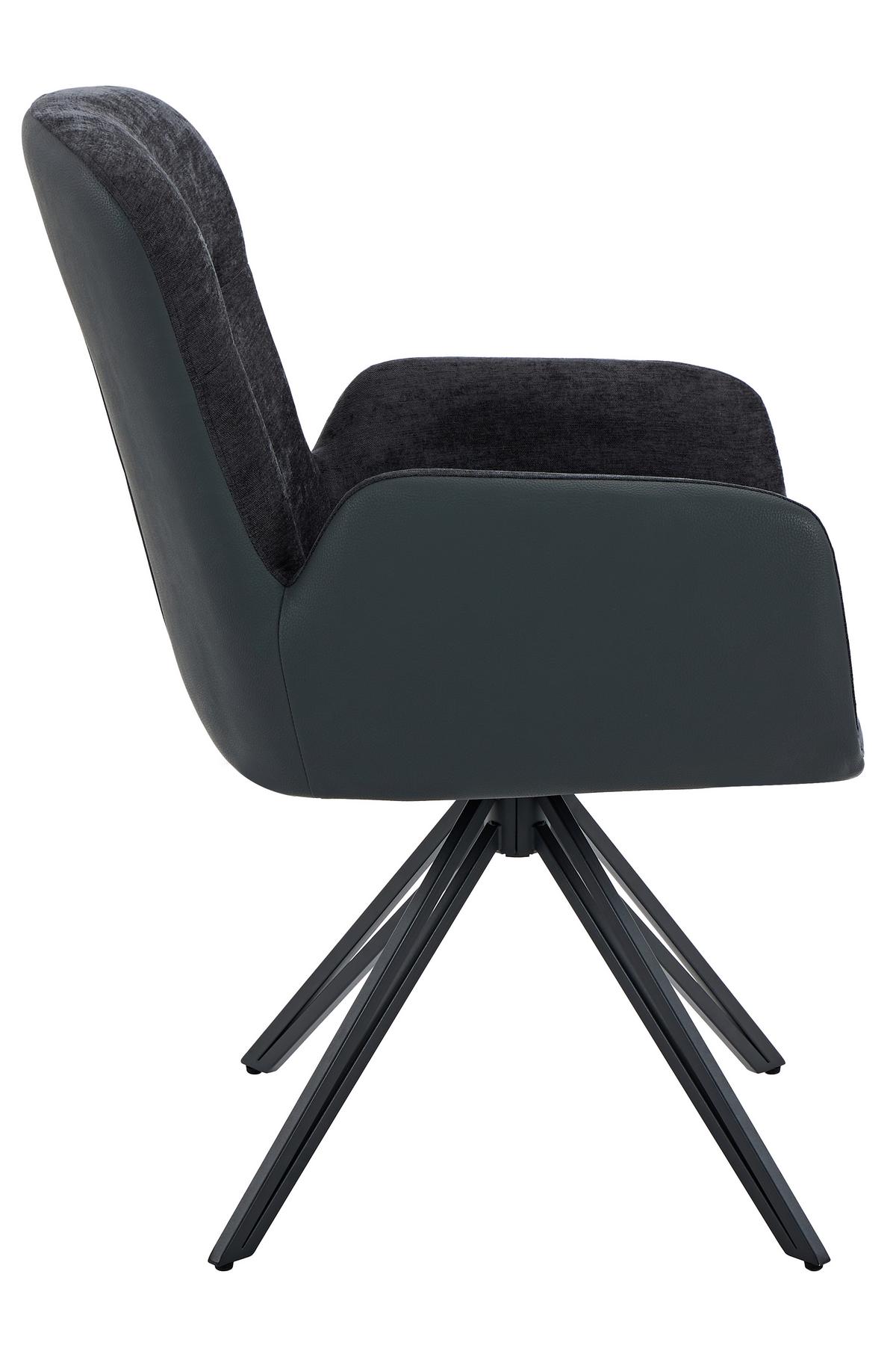 ARMLEHNSTUHL-SET MILAZZO S 2ER-SET - Schwarz, MODERN, Textil/Metall (57/91/67,5cm) - MID.YOU