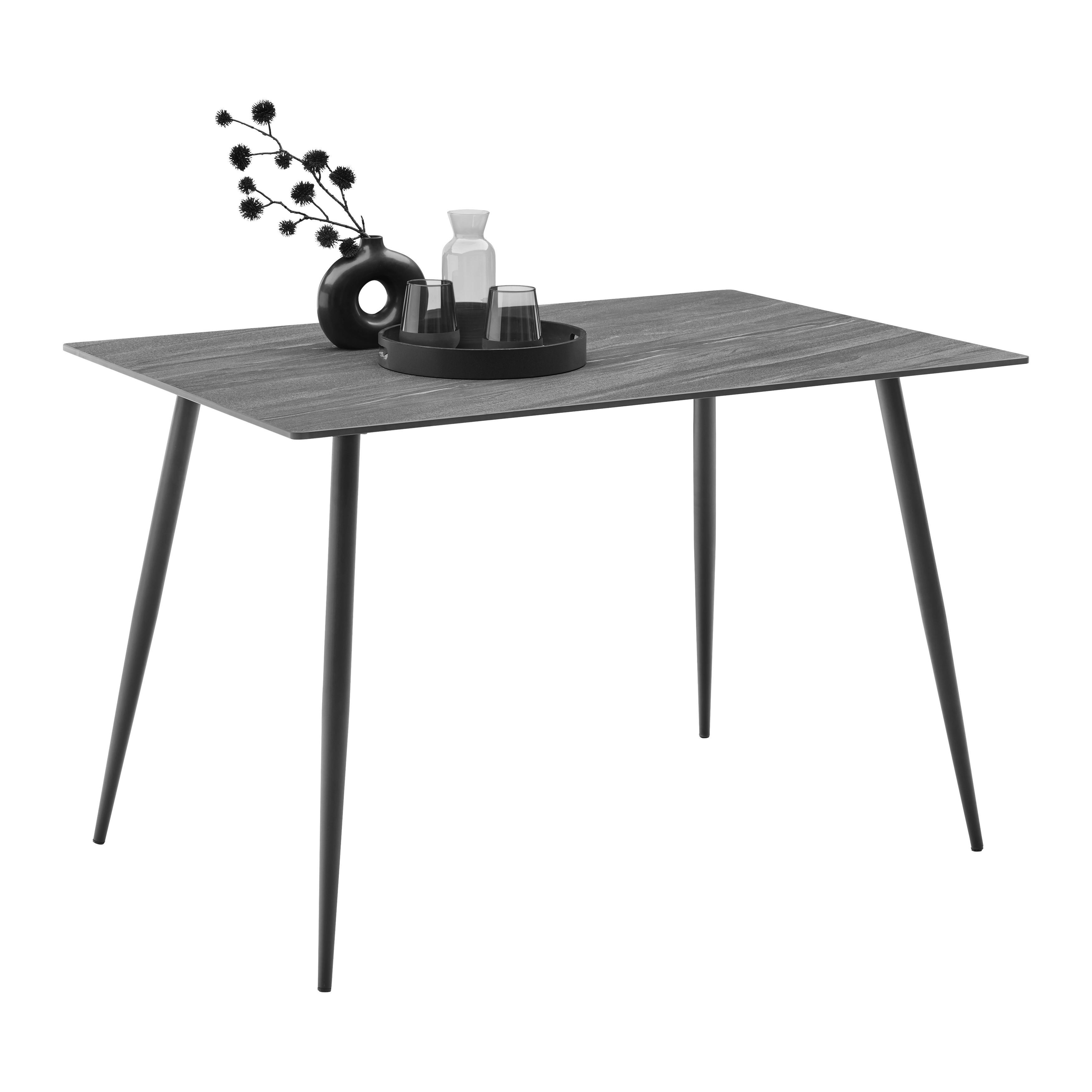 Esstisch Paul Grau - Schwarz/Grau, Modern, Keramik/Metall (120/76/80cm) - Mömax