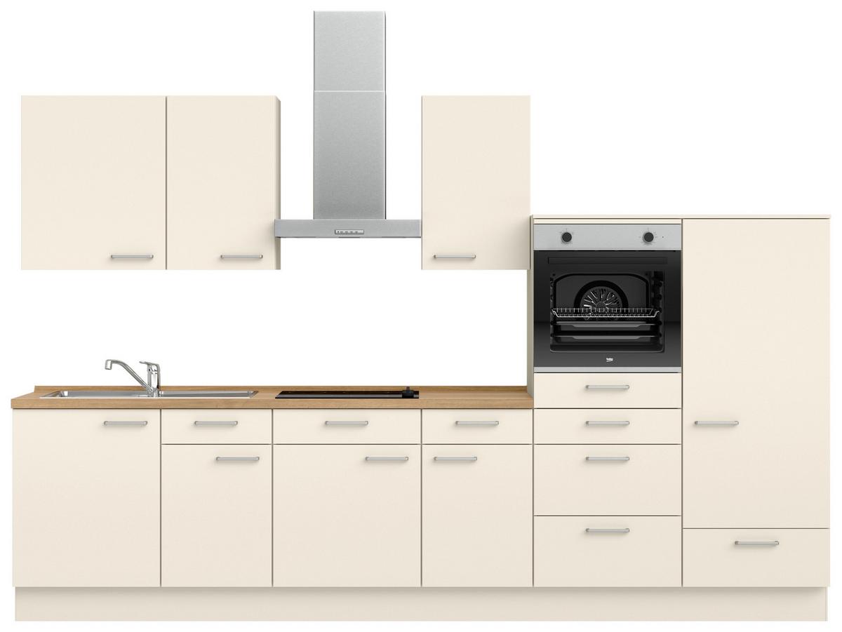 Küchenblock Touch Low m. Geräten Magnolie - Edelstahlfarben/Eichefarben, MODERN, Holzwerkstoff/Metall (330cm) - Nobilia