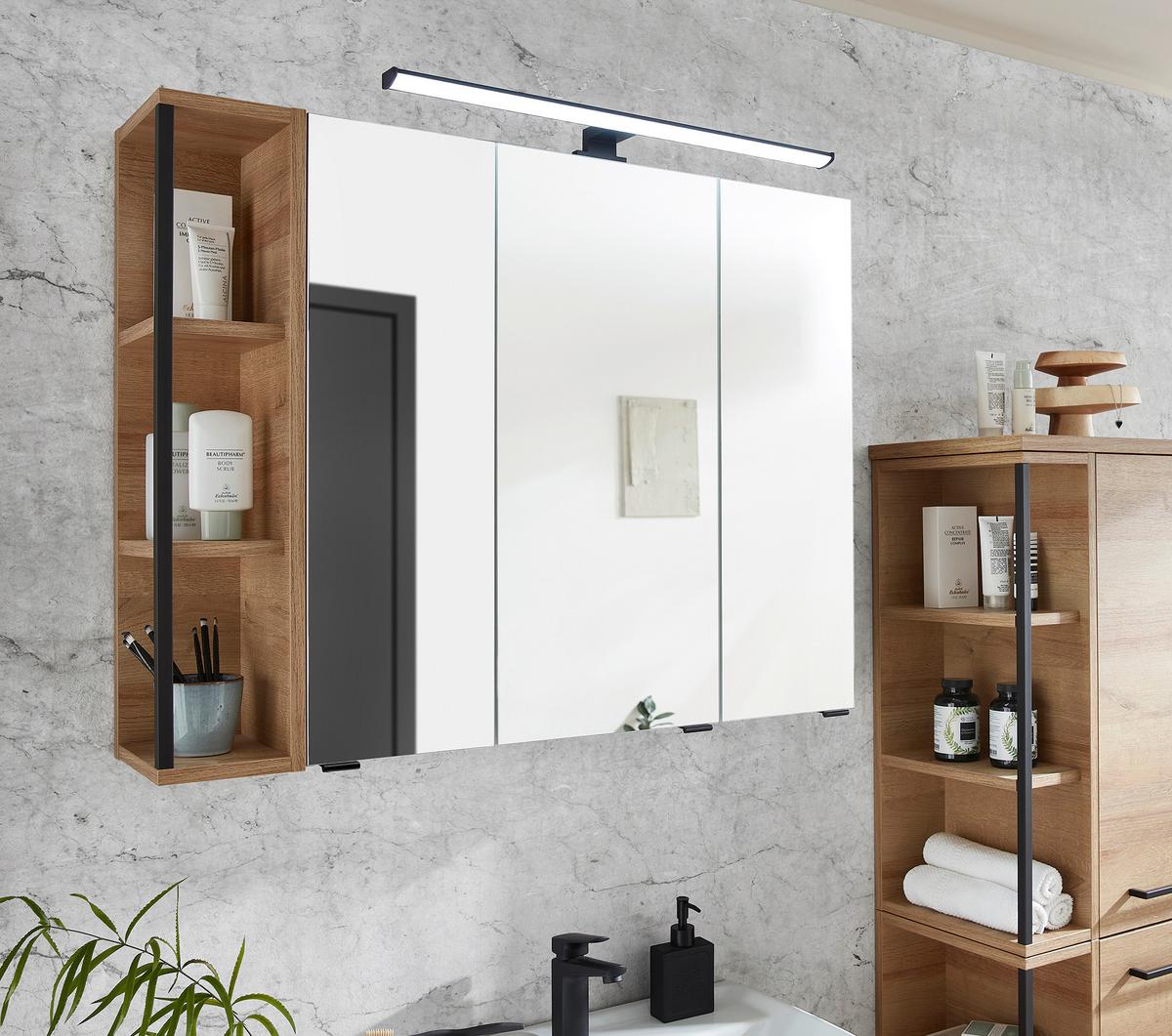 Badezimmer in Eiche/Schiefer - Schieferfarben/Weiss, Modern, Keramik/Holzwerkstoff (90cm) - Pelipal