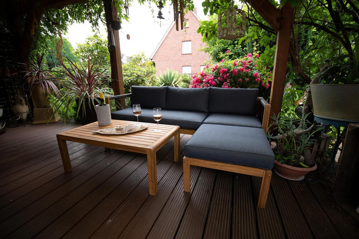 Lounge Garnitura Malaga, Akacija, Siva - barva tikovine/siva, Basics, tekstil/les (198/132cm) - Acamp