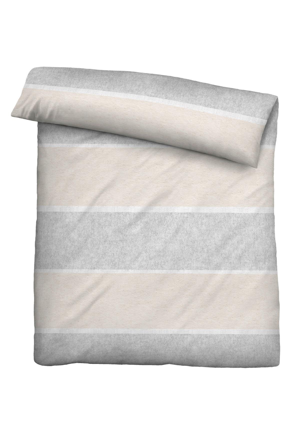 POŚCIEL MELANGE STREIFEN - beżowy/jasnoszary, Design, tkanina (135/200cm) - Novel