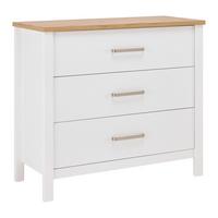 Kommode Sicilia Weiß/Eiche - Silberfarben/Weiß, ROMANTIK / LANDHAUS, Holzwerkstoff/Metall (103/92/45cm) - Mömax