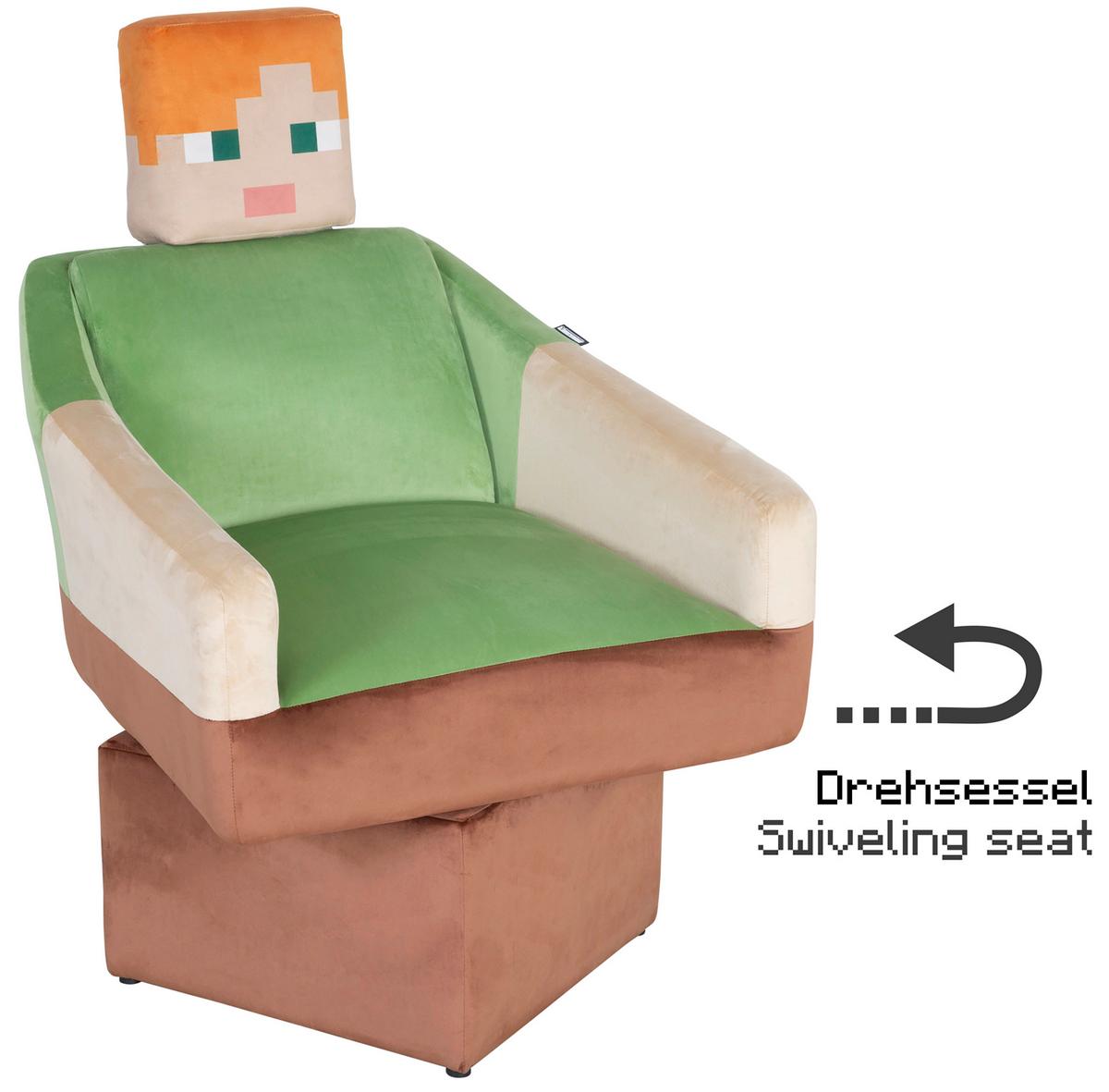 Loungesessel Mincraft Alex ca. 69x96x75 cm Grün/Braun - Multicolor/Grün, MODERN, Holzwerkstoff/Textil (69kg) - Minecraft