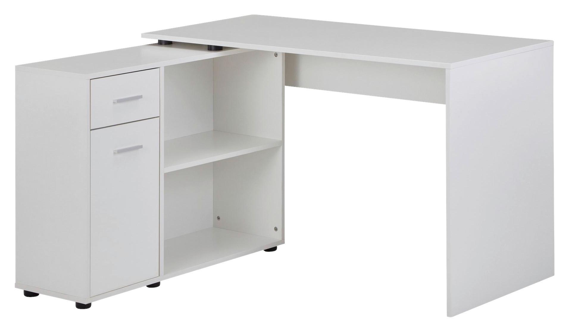 Eckschreibtisch Wohnling Weiß ca. 106,5x120x75,5cm - Silberfarben/Weiß, MODERN (106,5/120/75,5cm) - MID.YOU