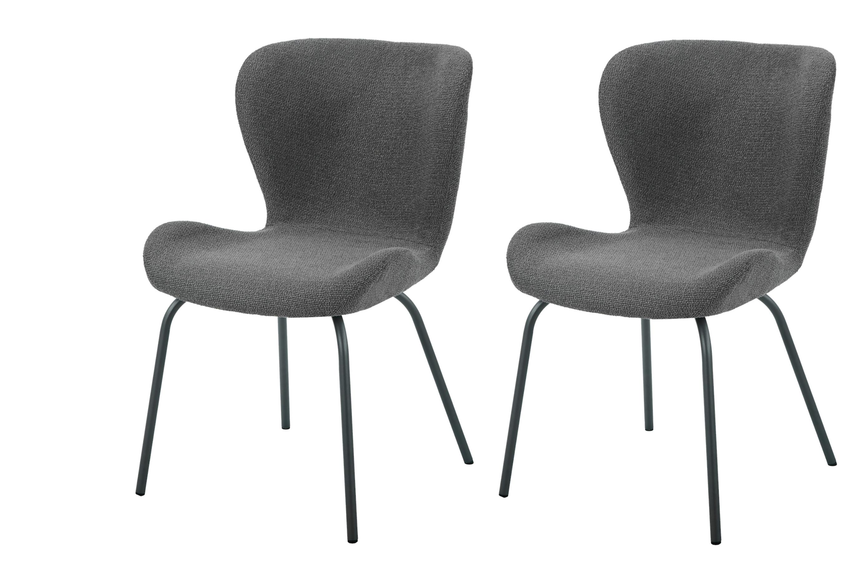 STUHL-SET LAGOS S 2ER-SET - Anthrazit/Grau, MODERN, Textil/Metall (50/83,5/60cm) - MID.YOU