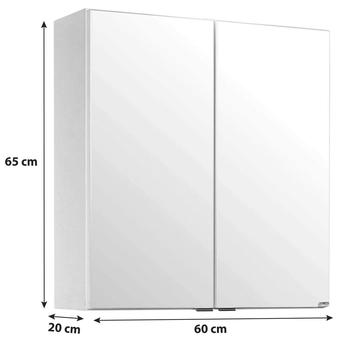 Spiegelschrank Siena mit LED ca. 60x65x20 cm 2-türig Weiß - Chromfarben/Weiß, MODERN, Holzwerkstoff/Metall (60/65/20cm) - Held