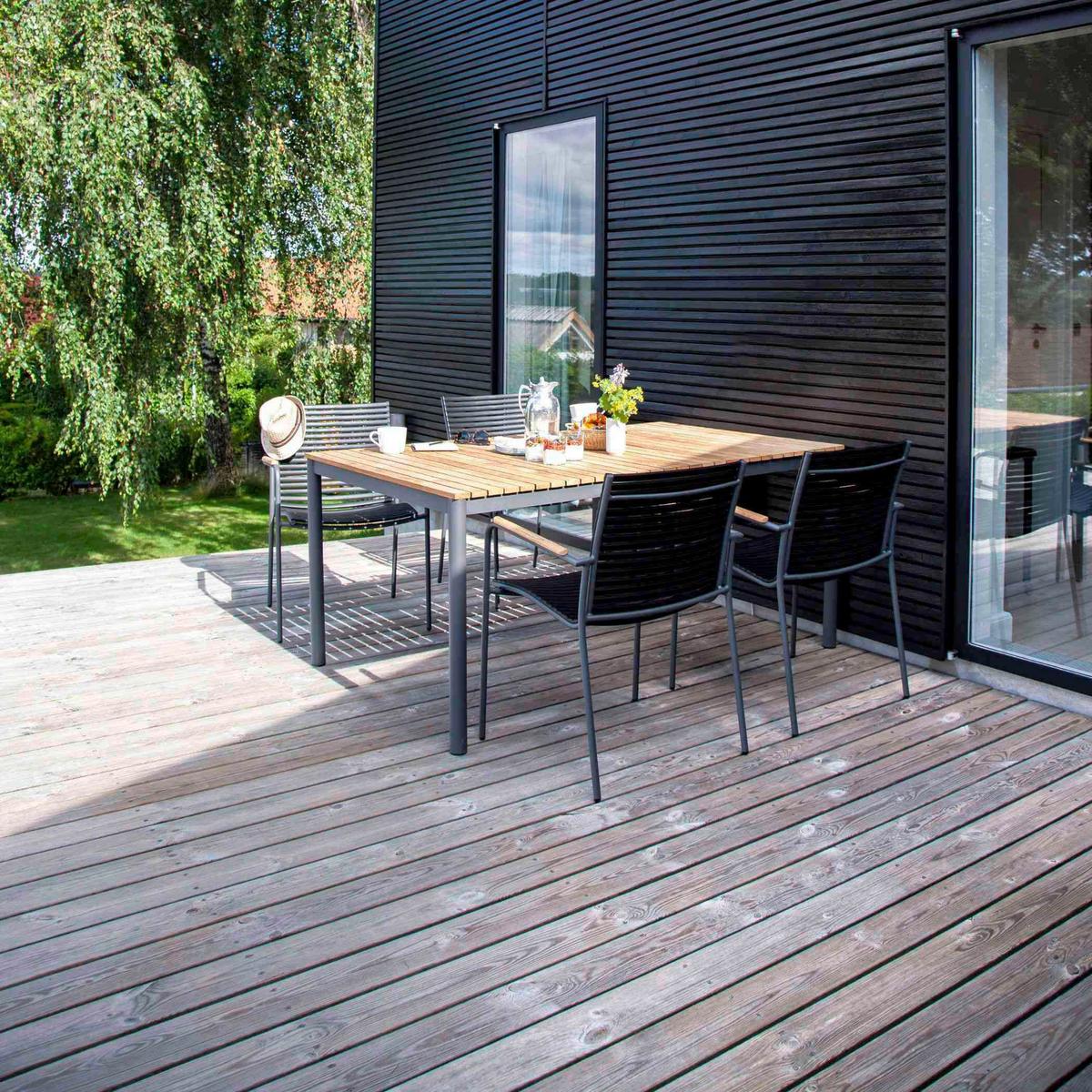 Gartentischgruppe Mood 5-tlg. Teakholz massiv Anthrazit - Anthrazit/Schwarz, Natur, Holz/Kunststoff (60/84/56cm) - Gardenson