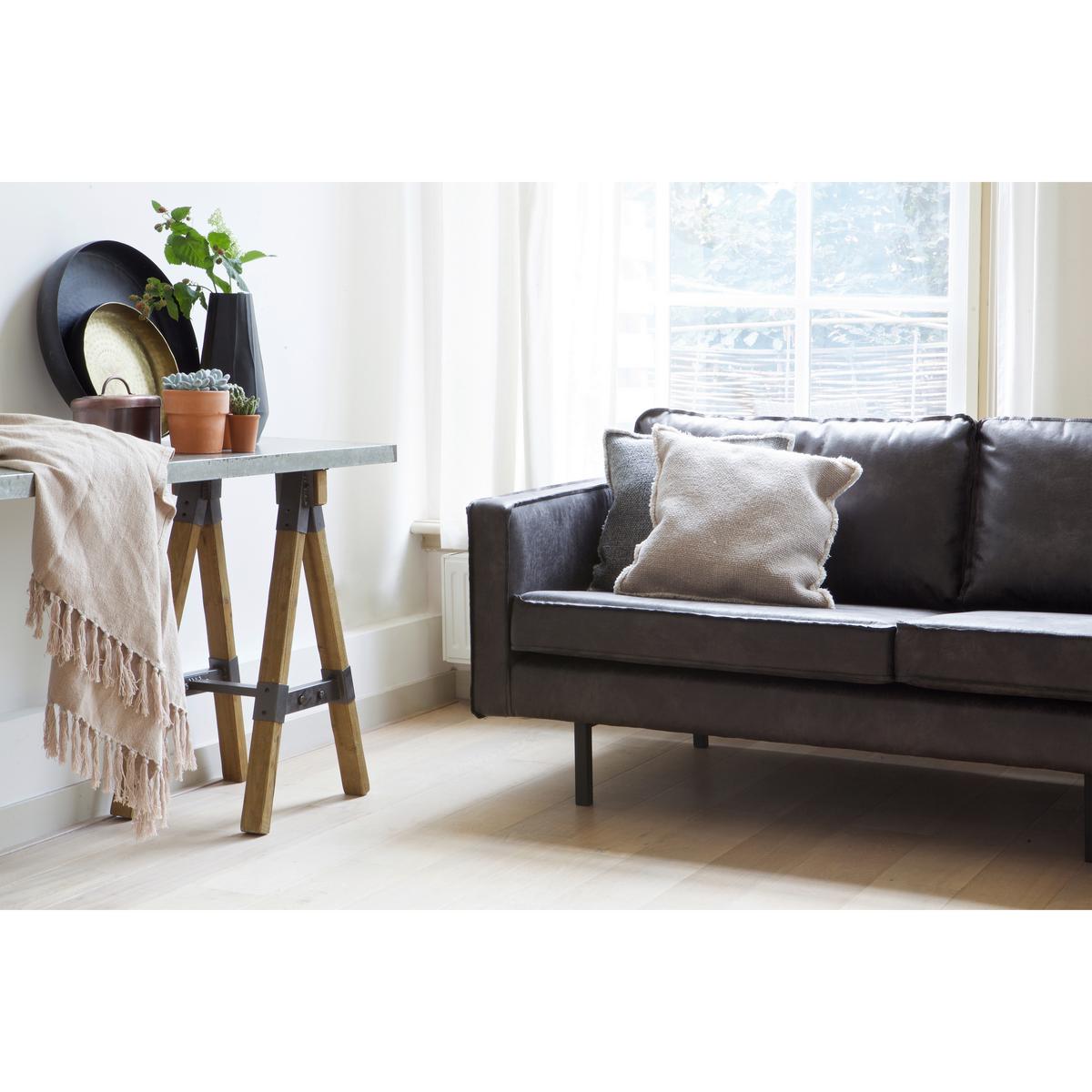 3 Sitzer Sofa Rodeo Schwarz B: 277cm - Schwarz, Design, Leder/Metall (277/85/86cm) - Livetastic