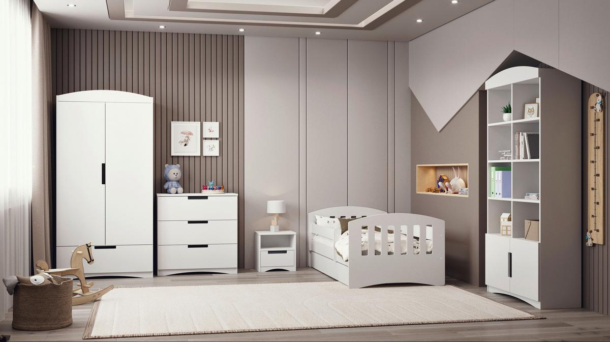 Regal Classic, Bela - bela, Moderno, leseni material (90/188,2/36cm) - MID.YOU