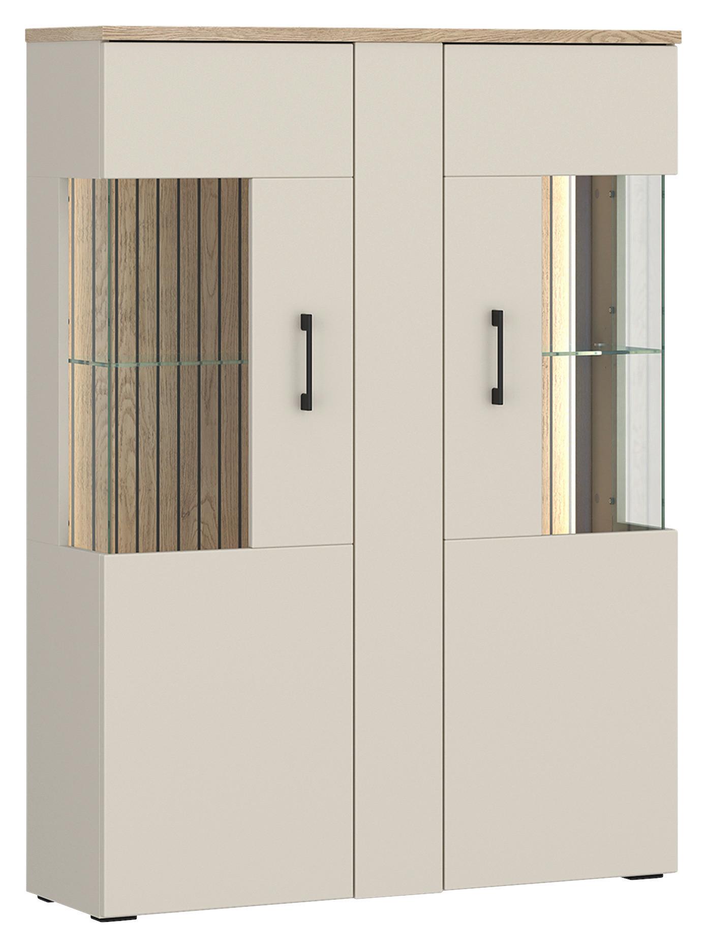 Vitrina Amare - kašmir/boje hrasta, Moderno, staklo/drvni materijal (102,2/138/35cm) - Modern Living