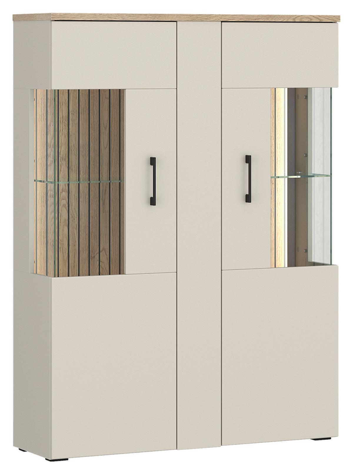 Vitrina Amare - kašmir/boje hrasta, Moderno, staklo/drvni materijal (102,2/138/35cm) - Modern Living