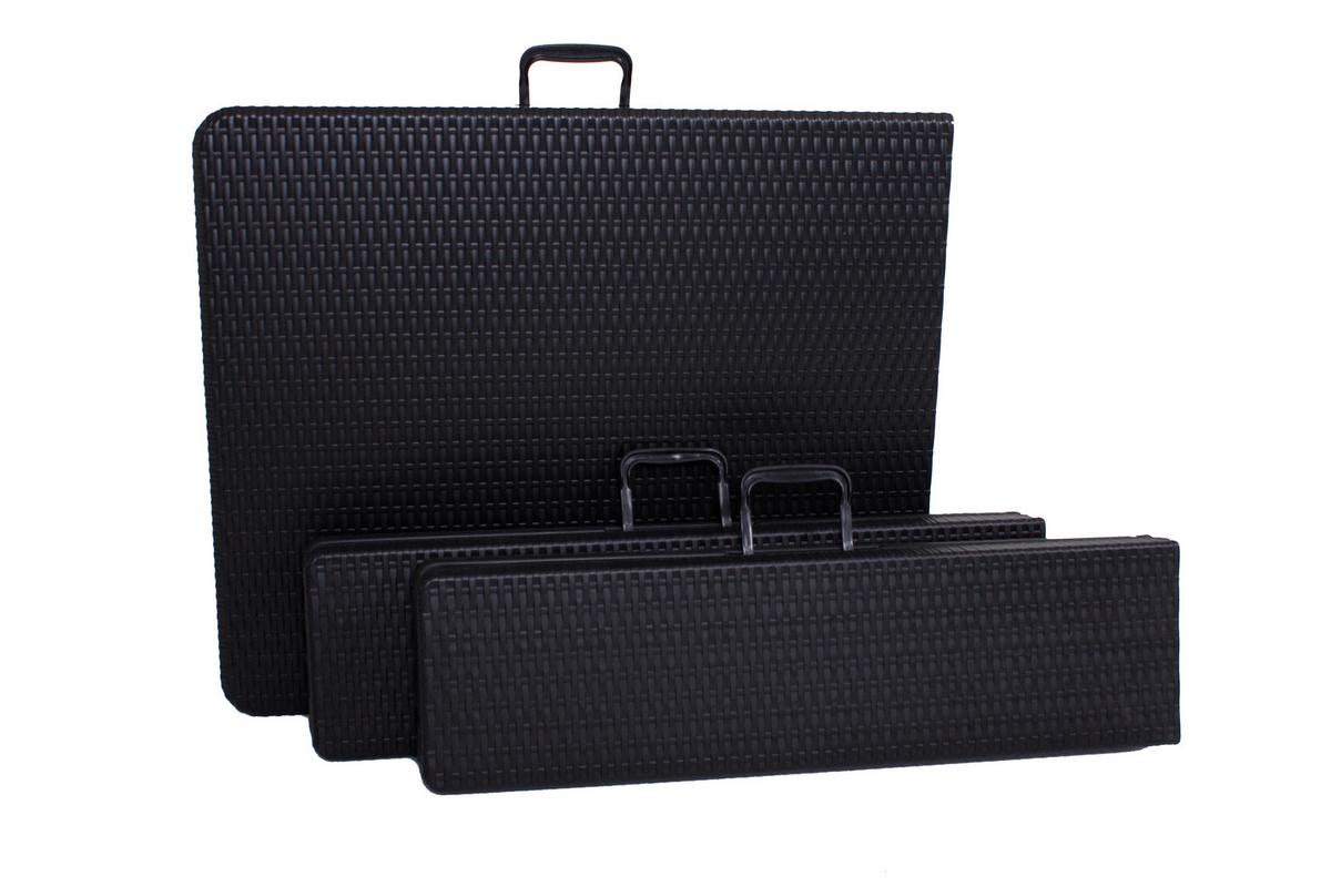 Gartengarnitur 3-tlg. Metall/ Kunststoff Schwarz - Schwarz, Basics, Kunststoff/Metall (180/75/73cm) - Gardenson