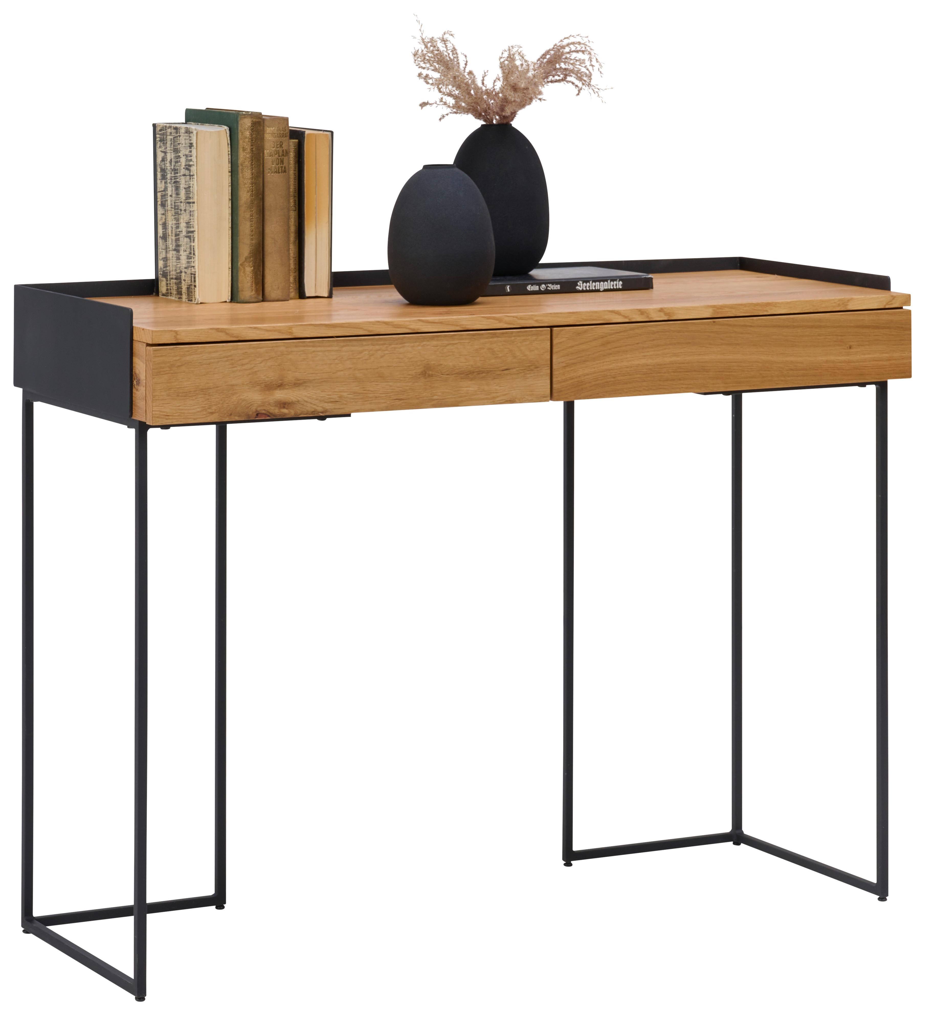 STÓŁ KONSOLA NELLY - kolor naturalny/czarny, Lifestyle, materiał drewnopochodny/metal (100/40/77cm) - Xora