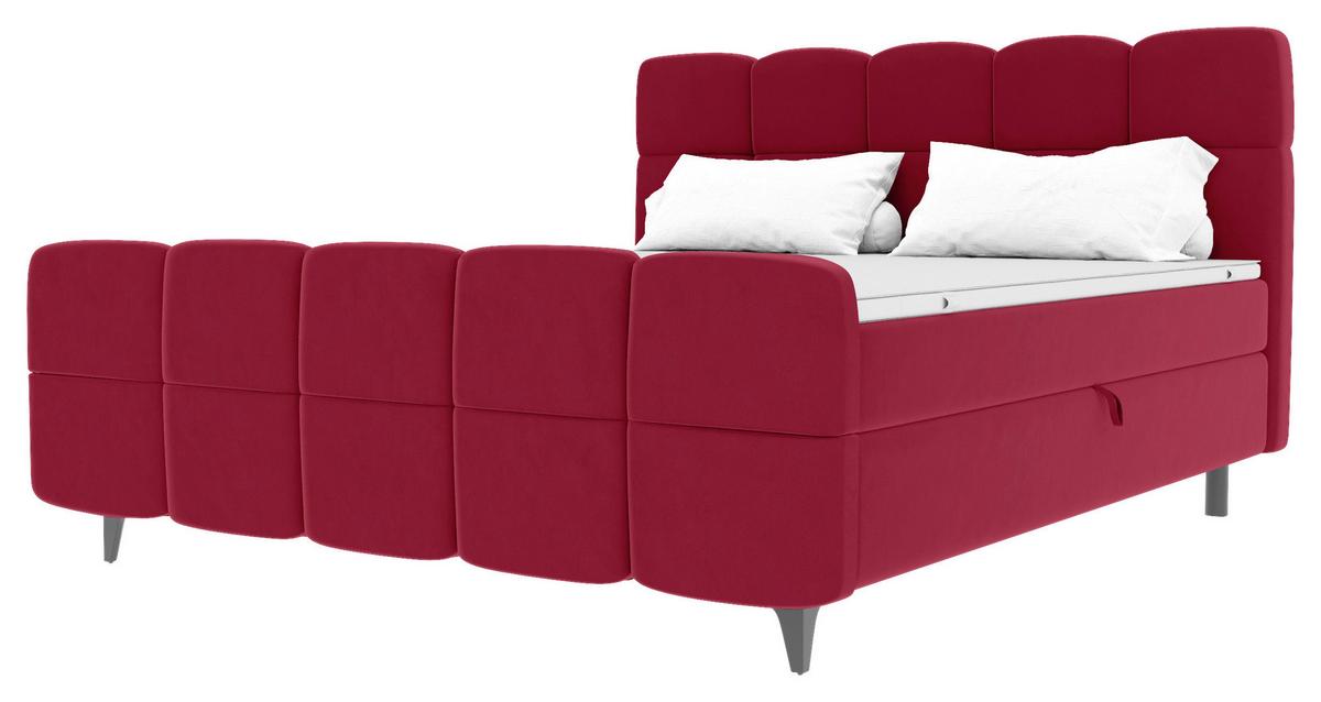 Boxbett Mona Rot ca. 160x200cm - Rot/Schwarz, KONVENTIONELL, Kunststoff/Textil (160/200cm) - Mömax