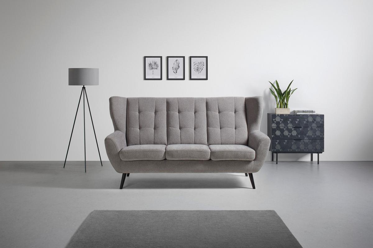 Canapea cu 3 locuri HELSINKI - gri închis/gri, Modern, lemn/textil (193/102/90cm) - Mömax