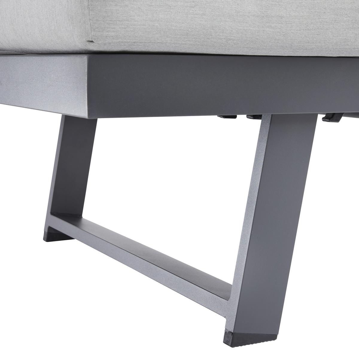 Vrtni Ležalnik / Klop Loan, Svetlo Siva, Z Mizico - temno siva/siva, Moderno, kovina/tekstil (210/84/78cm) - Bessagi Garden