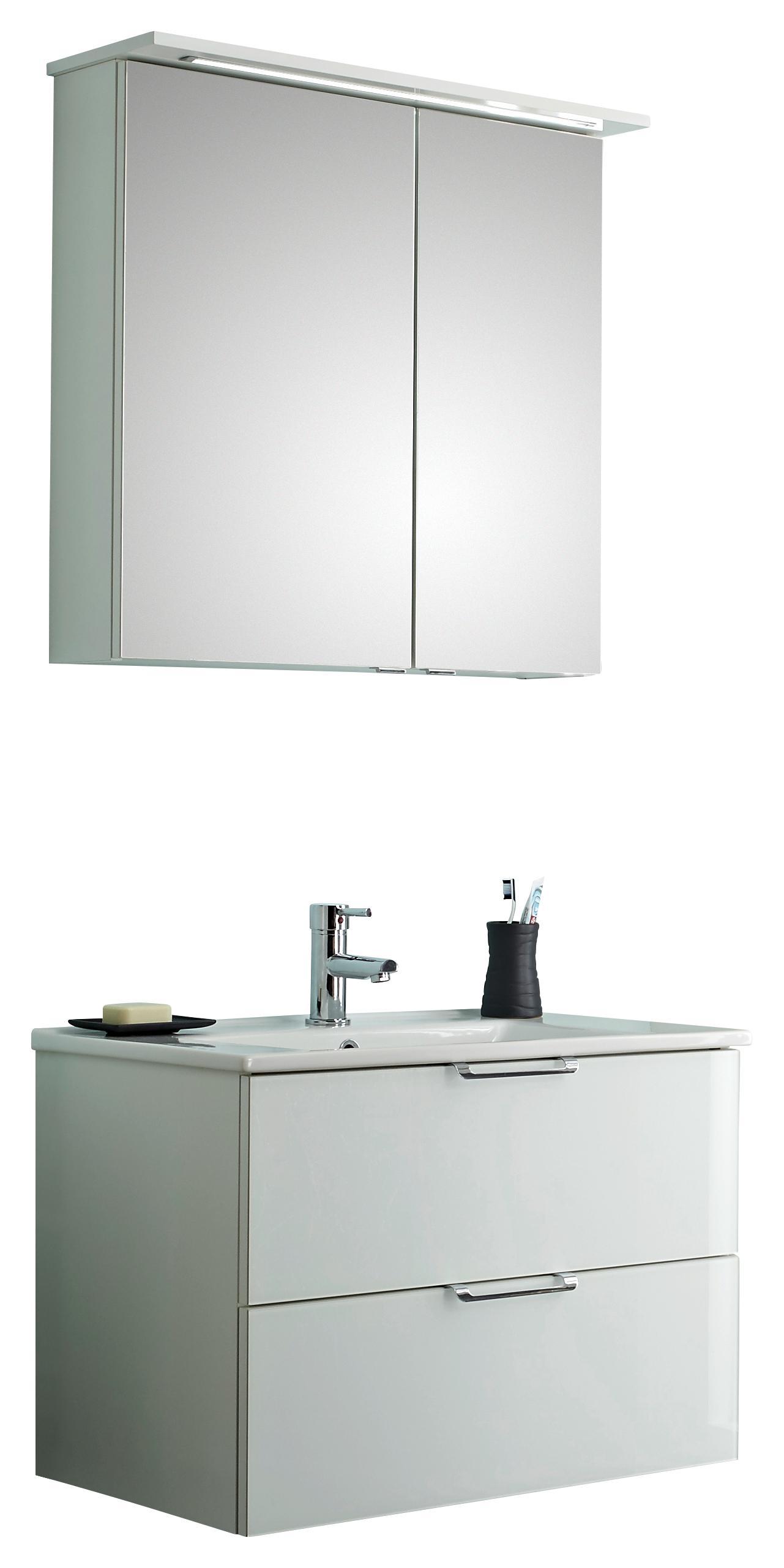 WASCHTISCHKOMBI Fokus 3059 - Chromfarben/Weiß, KONVENTIONELL, Glas/Keramik (75/200,5/45cm) - Carryhome