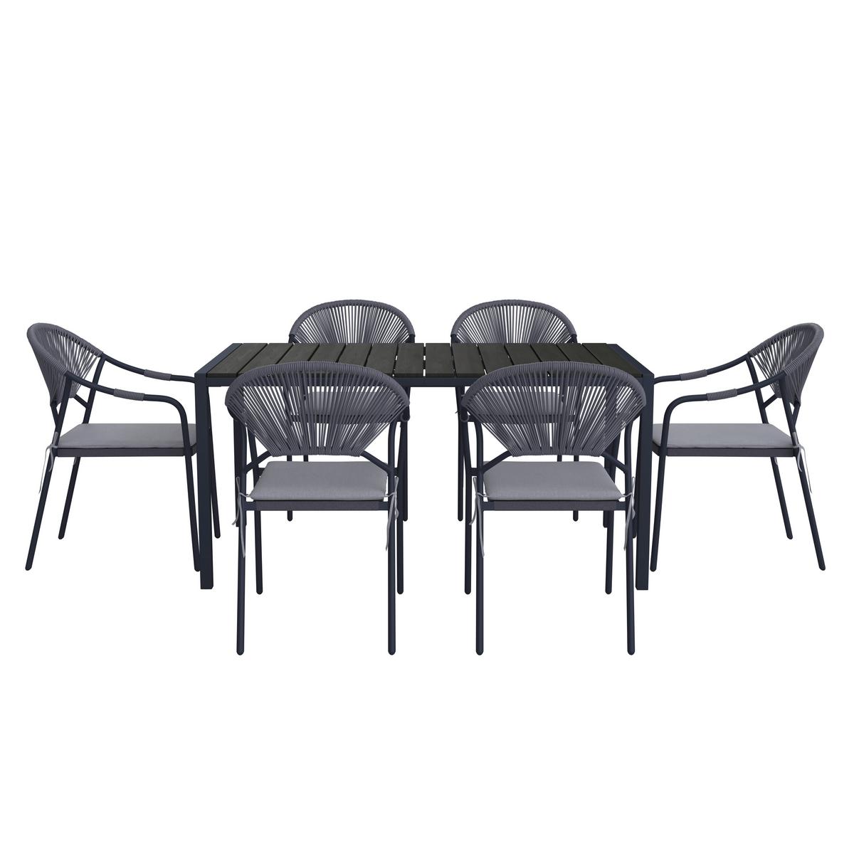 Gartengarnitur "Carina", hellgrau/grau - Dunkelgrau/Hellgrau, Modern, Kunststoff/Textil (150/90/73cm) - Bessagi Garden