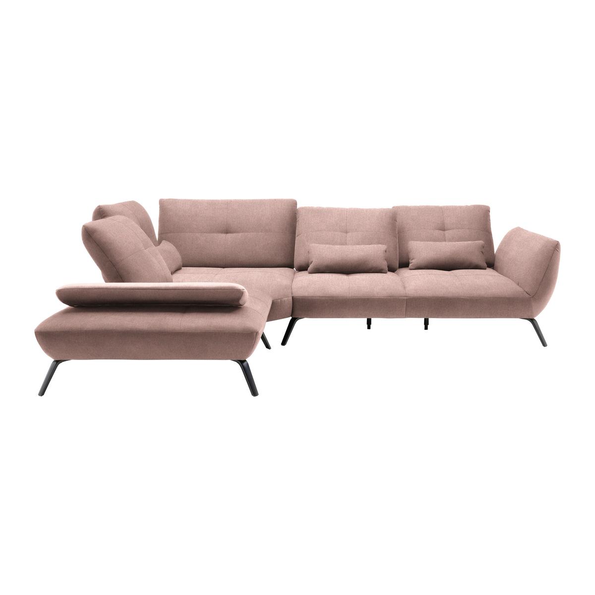 Wohnlandschaft Trendy Rosa - Schwarz/Rosa, MODERN, Holzwerkstoff/Textil (250/93/310cm) - Premium Living
