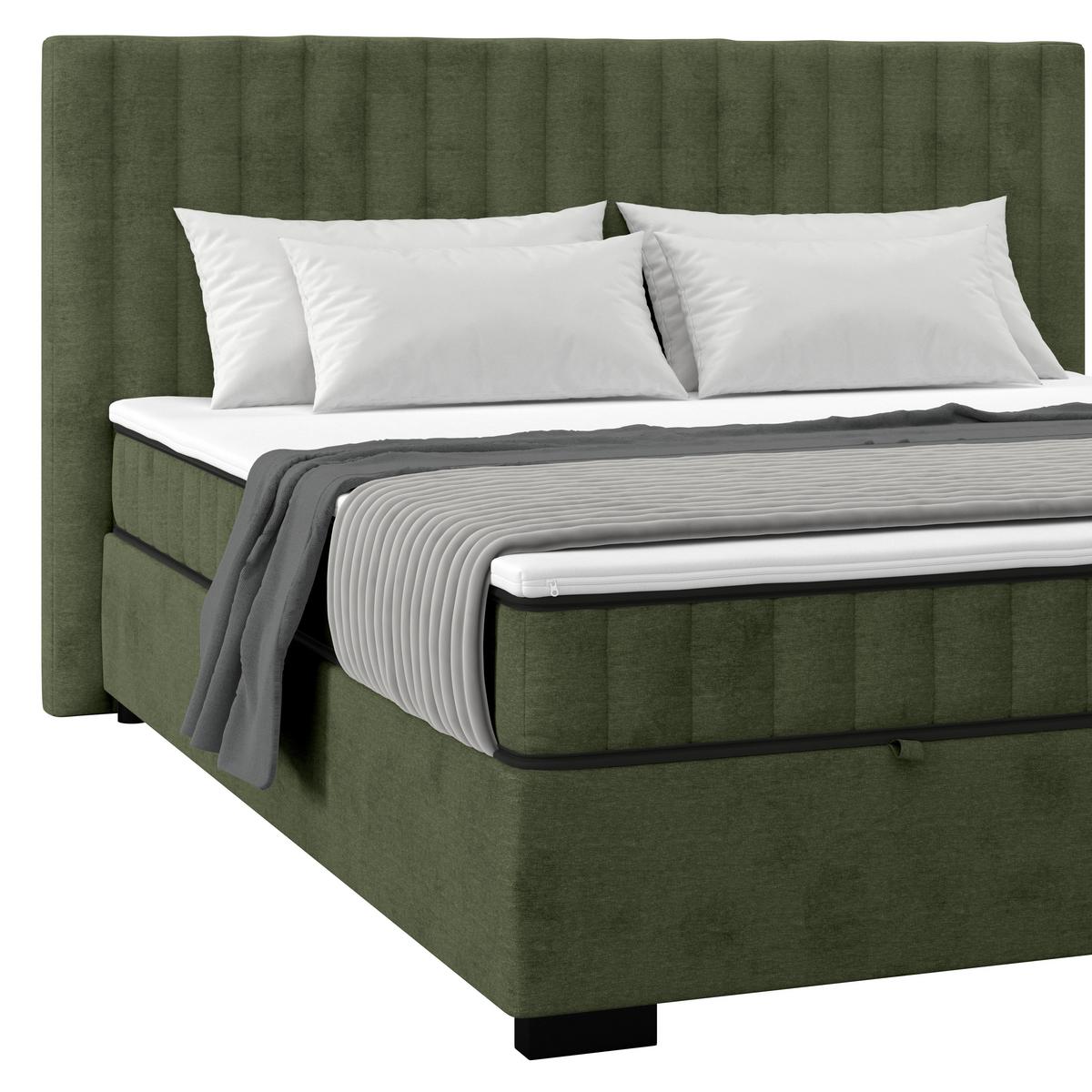 Box Krevet Maya C - maslinasto zelena/crna, Moderno, drvni materijal/drvo (200/220cm) - Based