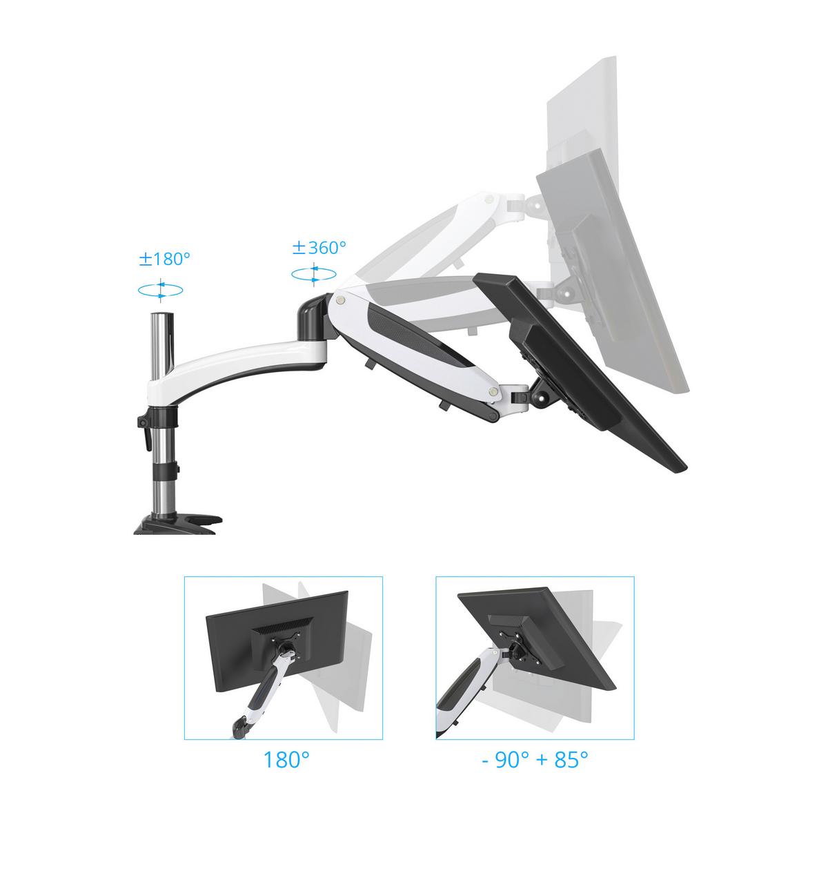 Držalo Za Monitor Vm-Mg1, Črna, Bela - črna/bela, Basics, kovina (40/38/32cm) - MID.YOU