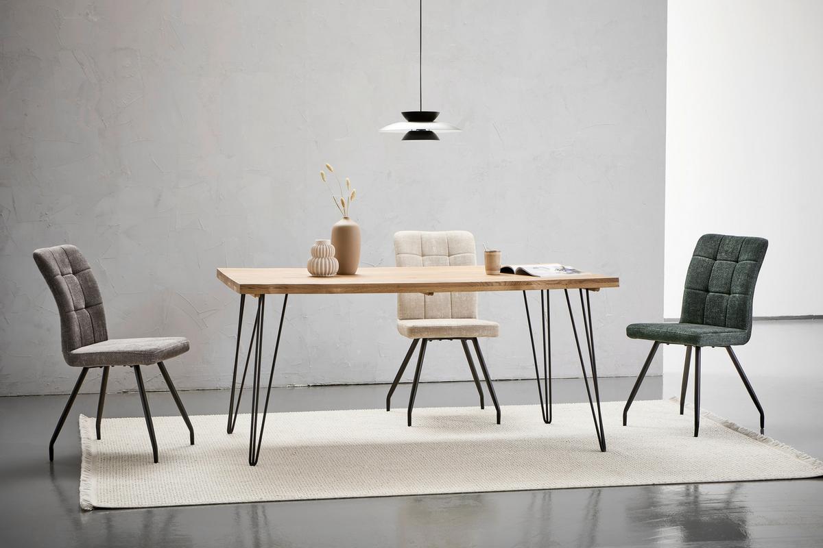 STÓŁ DO JADALNI RICKET -EXKLUSIV- - kolor dębowy/czarny, Design, metal/drewno (140/90/75cm) - Landscape