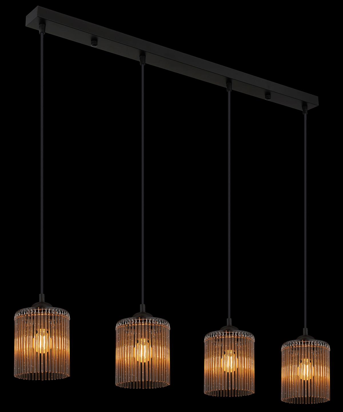 HÄNGELEUCHTE 33080408 LEEDS - Schwarz/Grau, Design, Kunststoff/Metall (87/12/133cm) - Globo