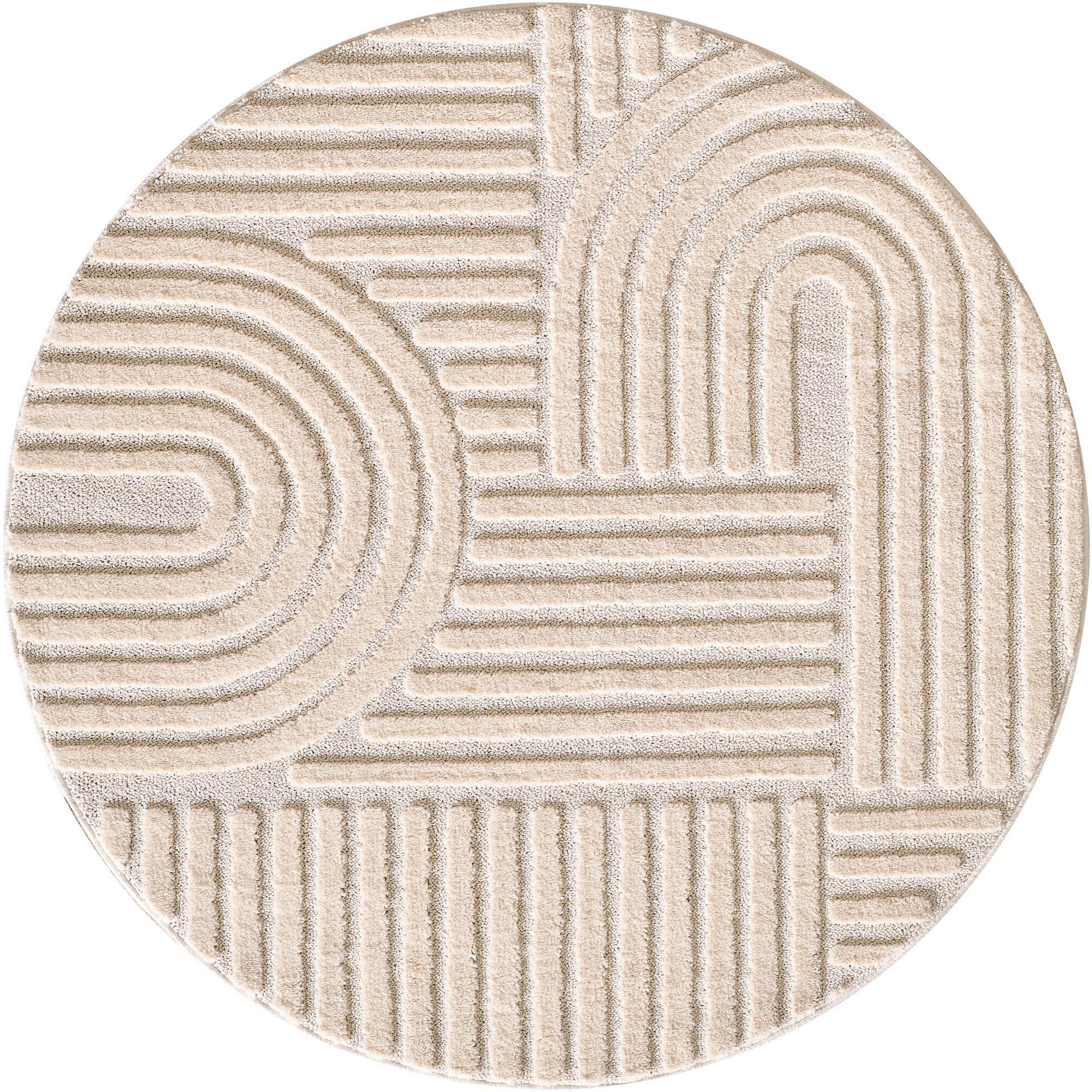Hochflorteppich Boho Cream Ø ca. 120cm - Creme, Basics, Textil (120cm) - Novel