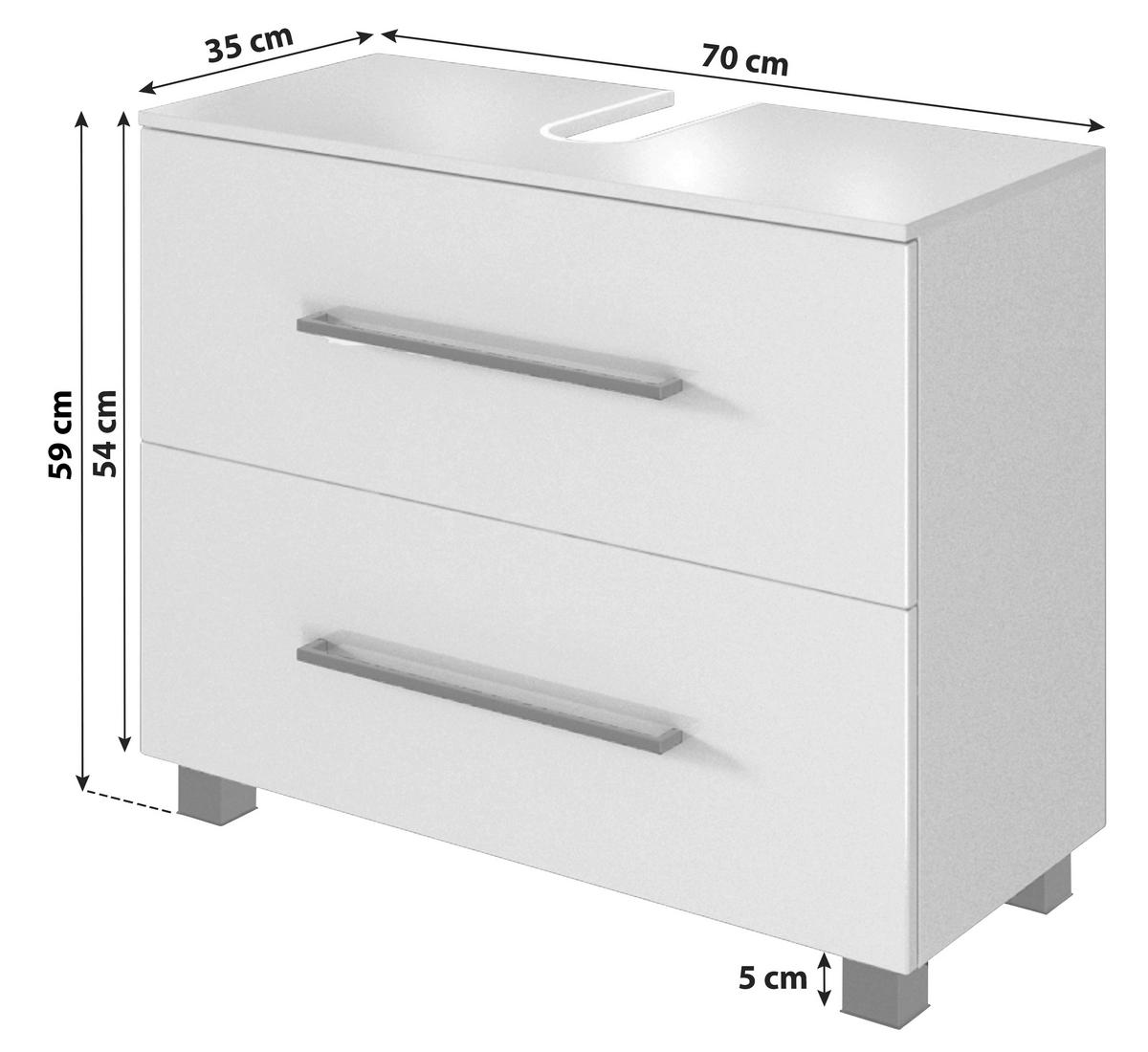 Waschbeckenunterschrank Luzern ca. 70x54x35 cm Weiß - Schwarz/Weiß, KONVENTIONELL, Holzwerkstoff/Kunststoff (70/54/35cm) - Held