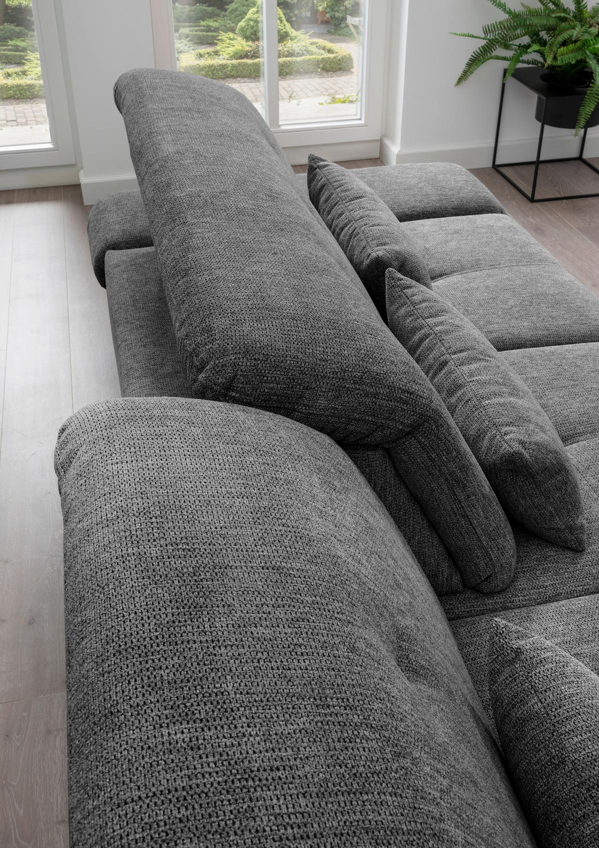Ecksofa Dalida Anthrazit Chenille mit Bettkasten - Chromfarben/Anthrazit, Design, Textil/Metall (254/280cm) - Livetastic