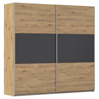 Omara Z Drsnimi Vrati Foster, Hrast, Siva, 218 Cm - siva/barve aluminija, Konvencionalno, kovina/leseni material (218/210/59cm)