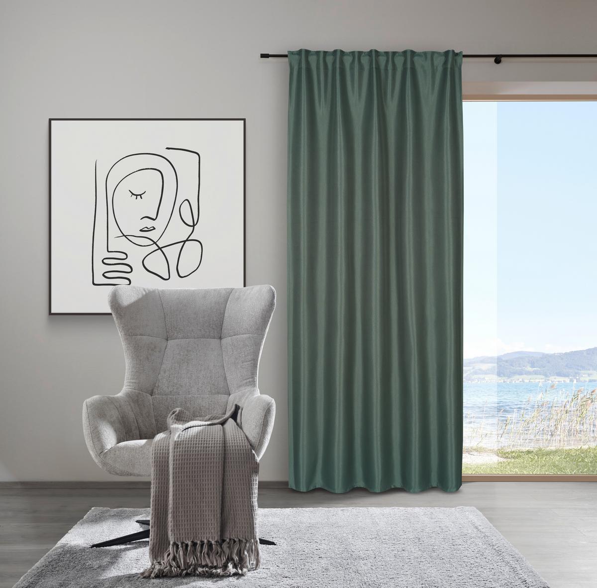 Verdunkelungsvorhang Roman in Grün ca. 135x255cm - Grün, MODERN, Textil (135/255cm) - Premium Living