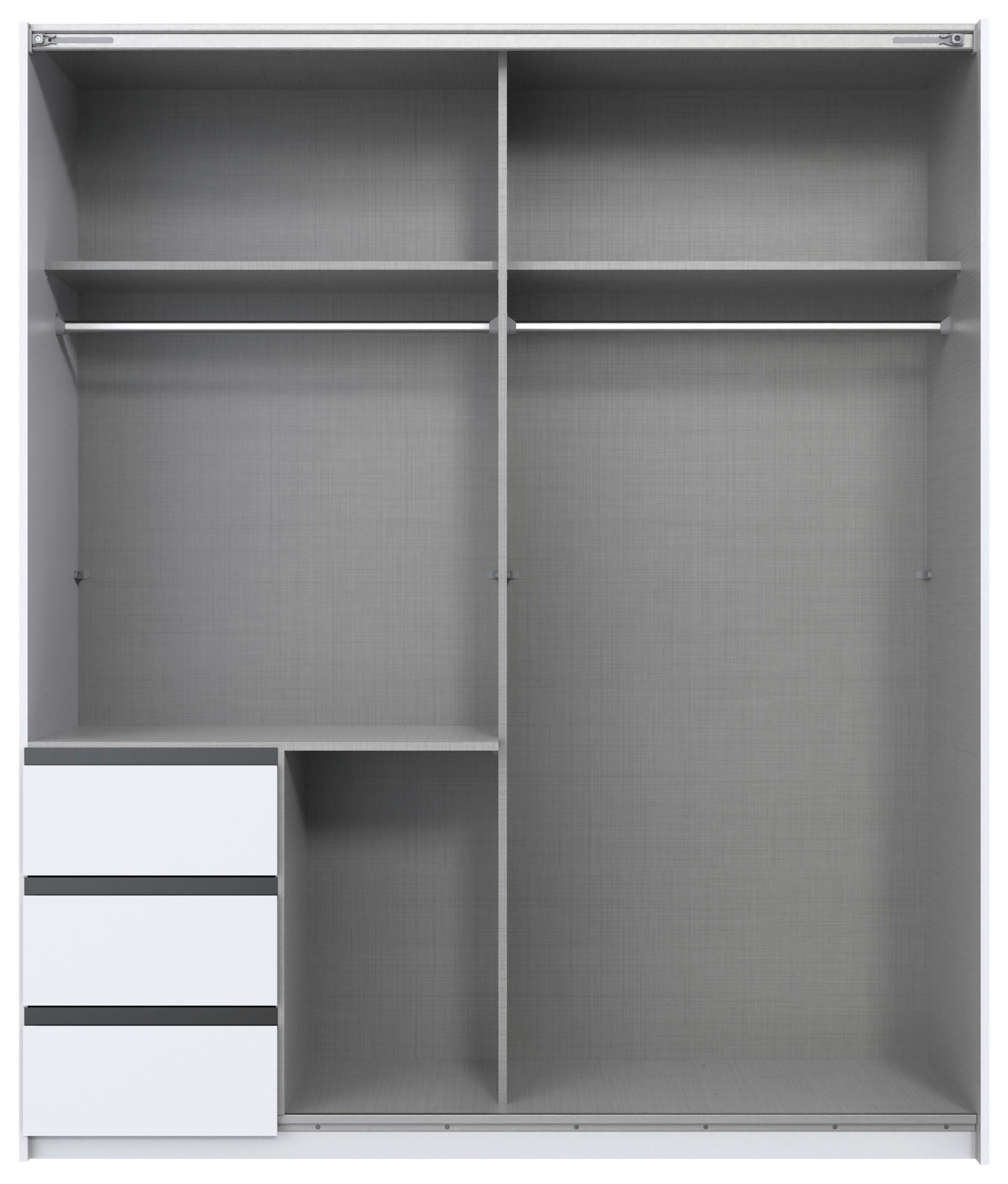 Schwebetürenschrank Adria Weiß - Schwarz/Weiß, KONVENTIONELL, Glas/Holzwerkstoff (168/198/63cm) - Mömax