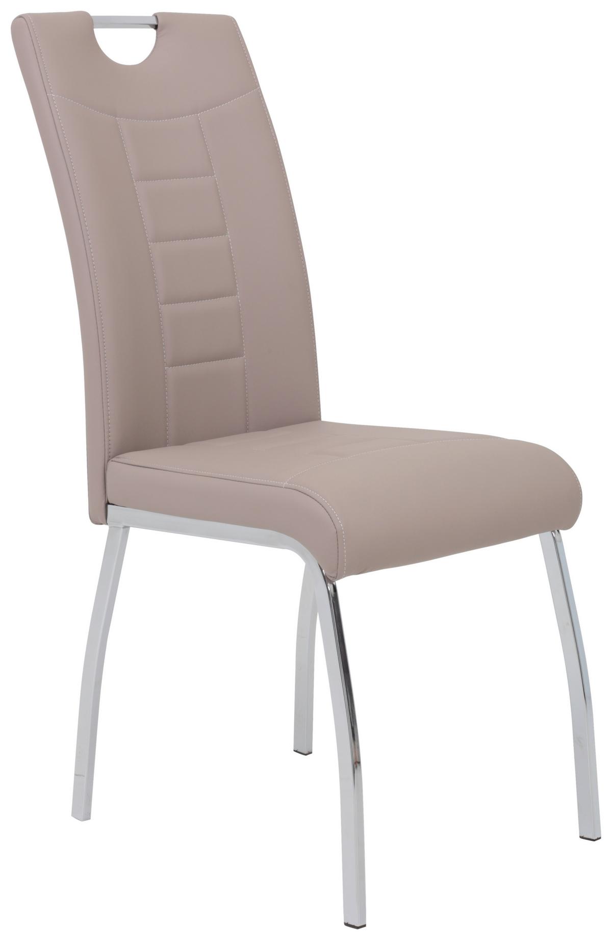 Swingstuhl-Set Andrea Cappucino 4er-Set - Chromfarben/Weiß, MODERN, Textil/Metall (43/100/64cm) - MID.YOU