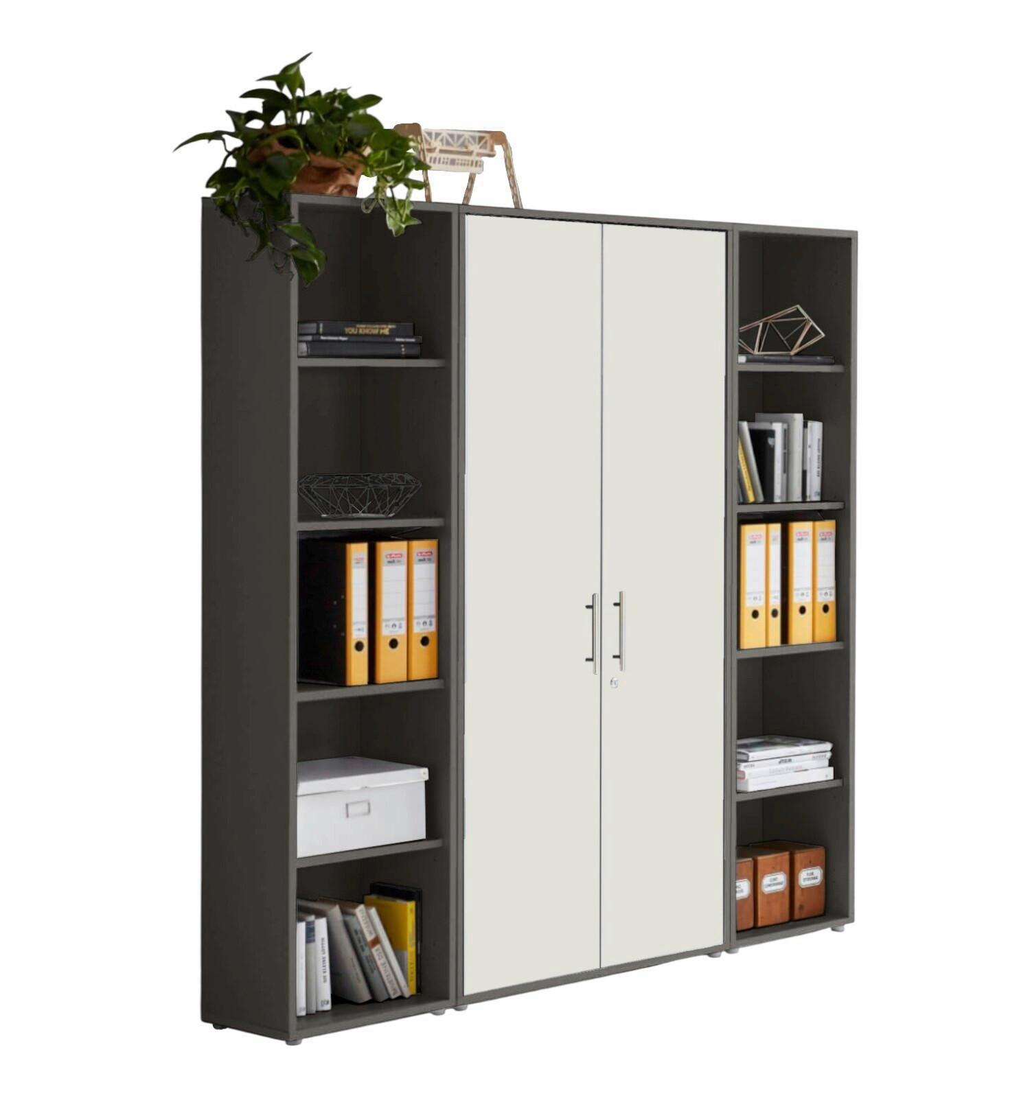 AKTENSCHRANK OFFICE EDITION - SW SET 3 - Anthrazit/Weiß, MODERN, Holzwerkstoff (172,6/185,6/33cm) - MID.YOU