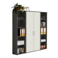 AKTENSCHRANK OFFICE EDITION - SW SET 3 - Anthrazit/Weiß, MODERN, Holzwerkstoff (172,6/185,6/33cm) - MID.YOU