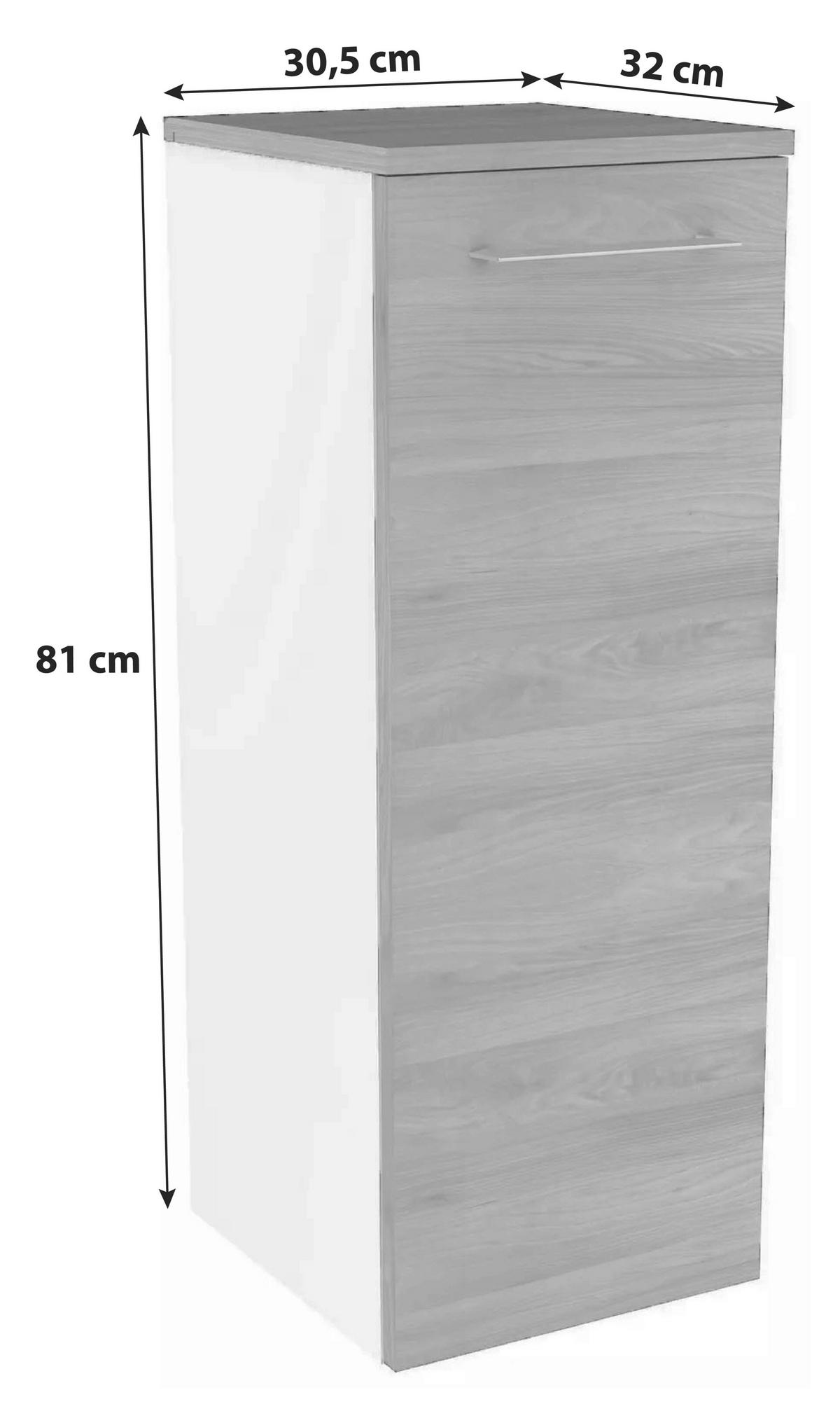 Midischrank "Lima" , esche - Chromfarben/Eschefarben, MODERN, Glas/Holzwerkstoff (30,5/81/32cm) - MID.YOU