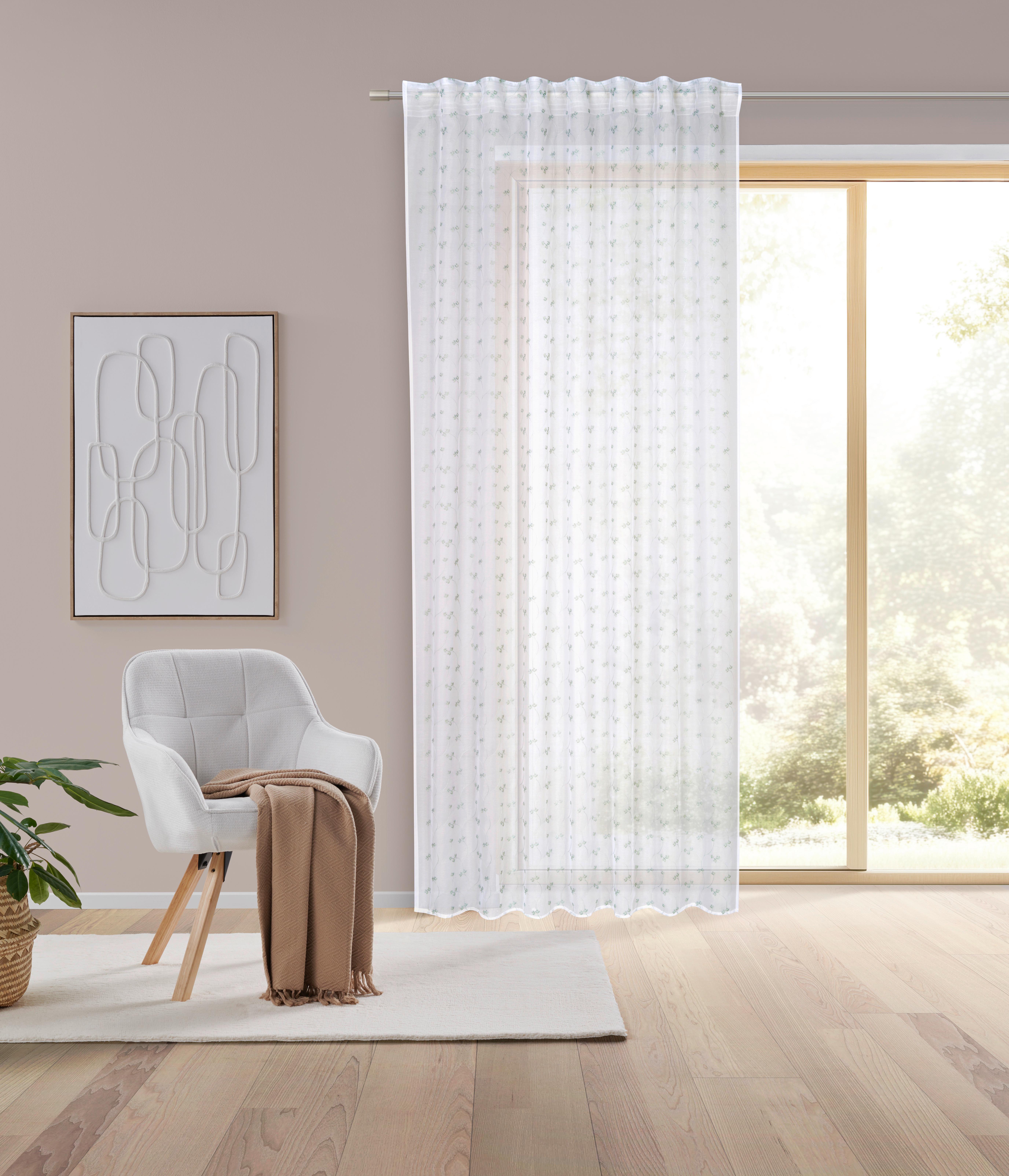 GARDINLÄNGD STELLA - grön, Romantik / Lanthus, textil (140/245cm) - Mömax