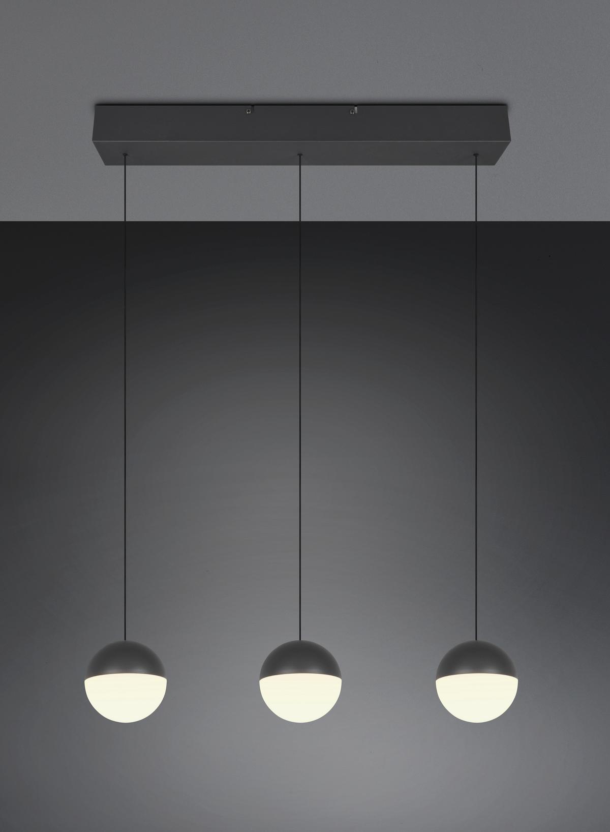 Led Függőlámpa Sestine 3 Égős - fekete, Modern, műanyag/fém (60/9/150cm) - Mömax