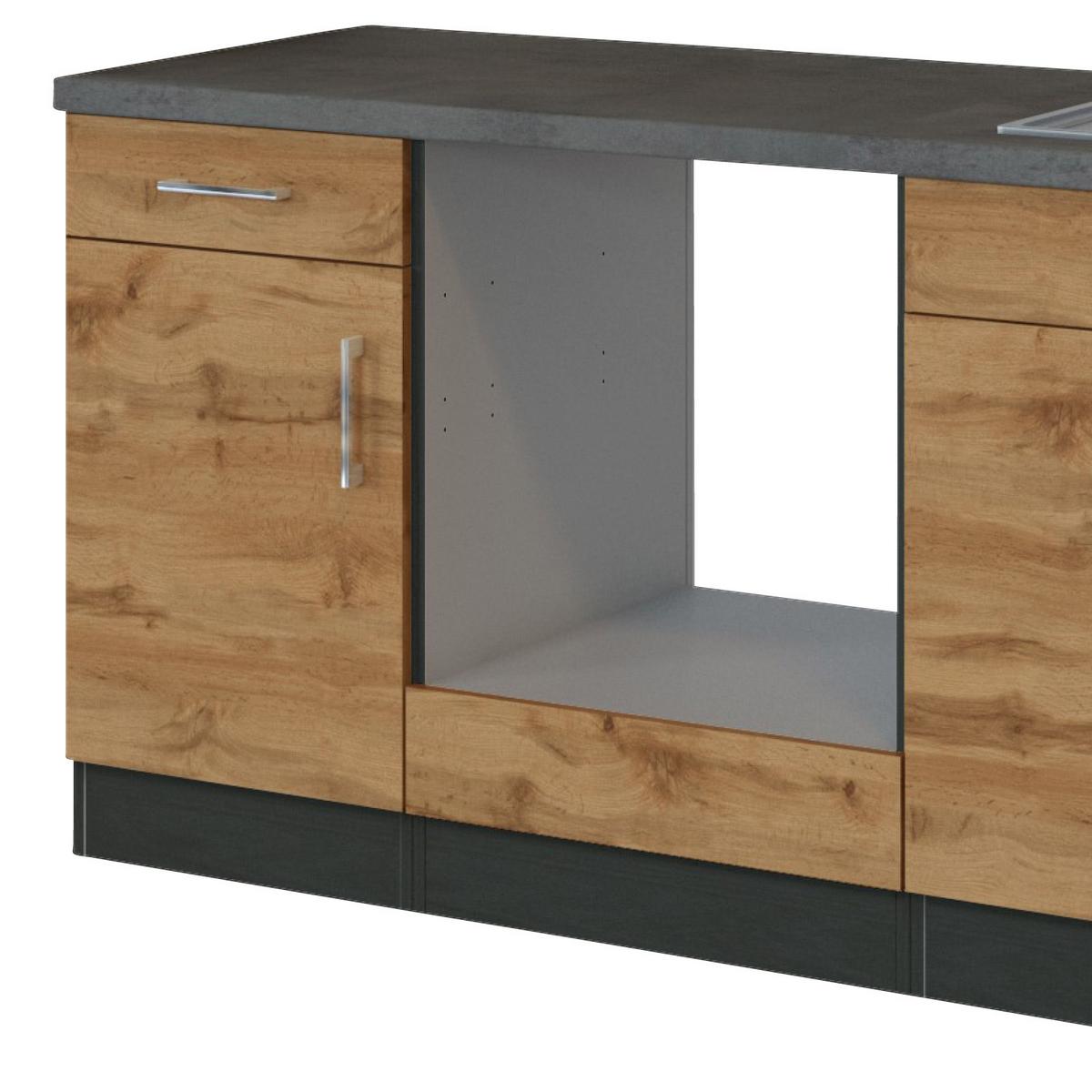 Küchenleerrblock 'Sorrento' , Eichefarben - Chromfarben/Schieferfarben, MODERN, Holzwerkstoff/Metall (210cm) - Held