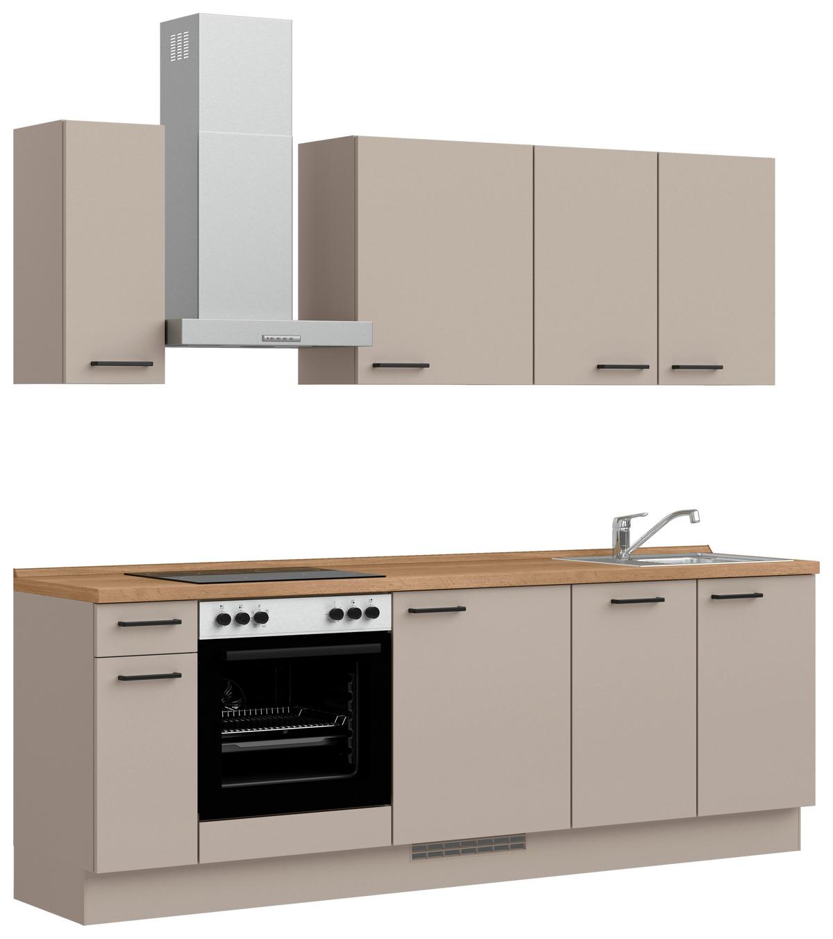 Küchenleerblock Easytouch Low o. Geräte Sandfarben - Sandfarben/Eichefarben, MODERN, Holzwerkstoff/Metall (240cm) - Nobilia
