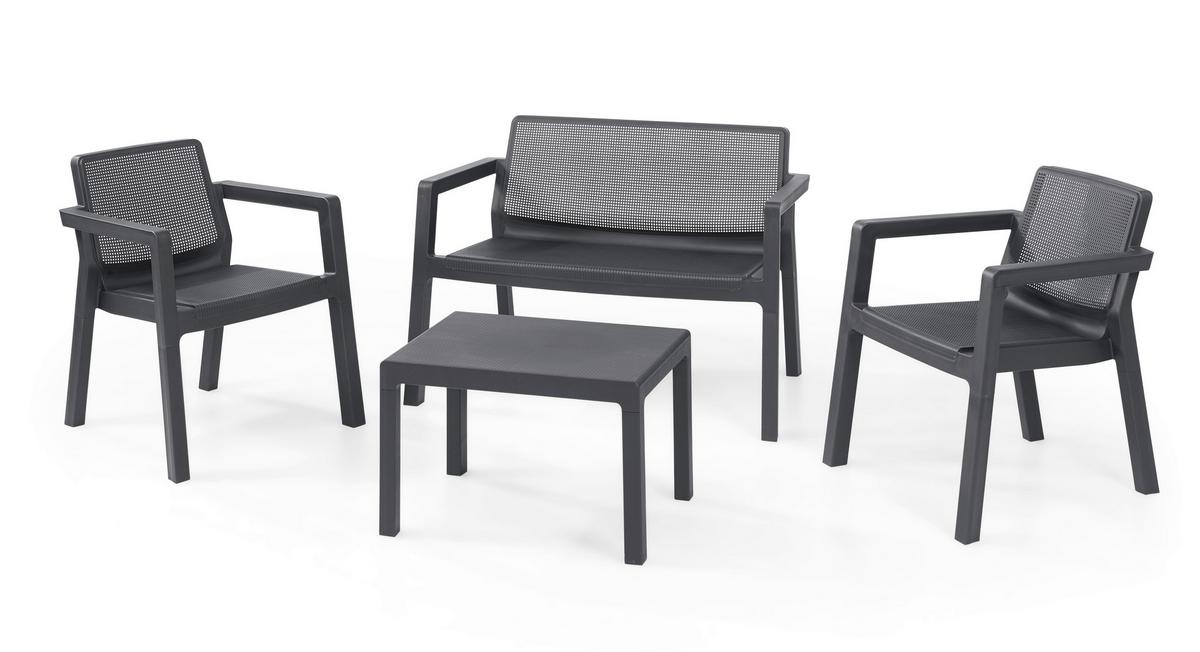 Vrtna Garnitura Emily, Siva, 4-Delni Set - barve grafita, Basics, umetna masa (111/68/75cm)