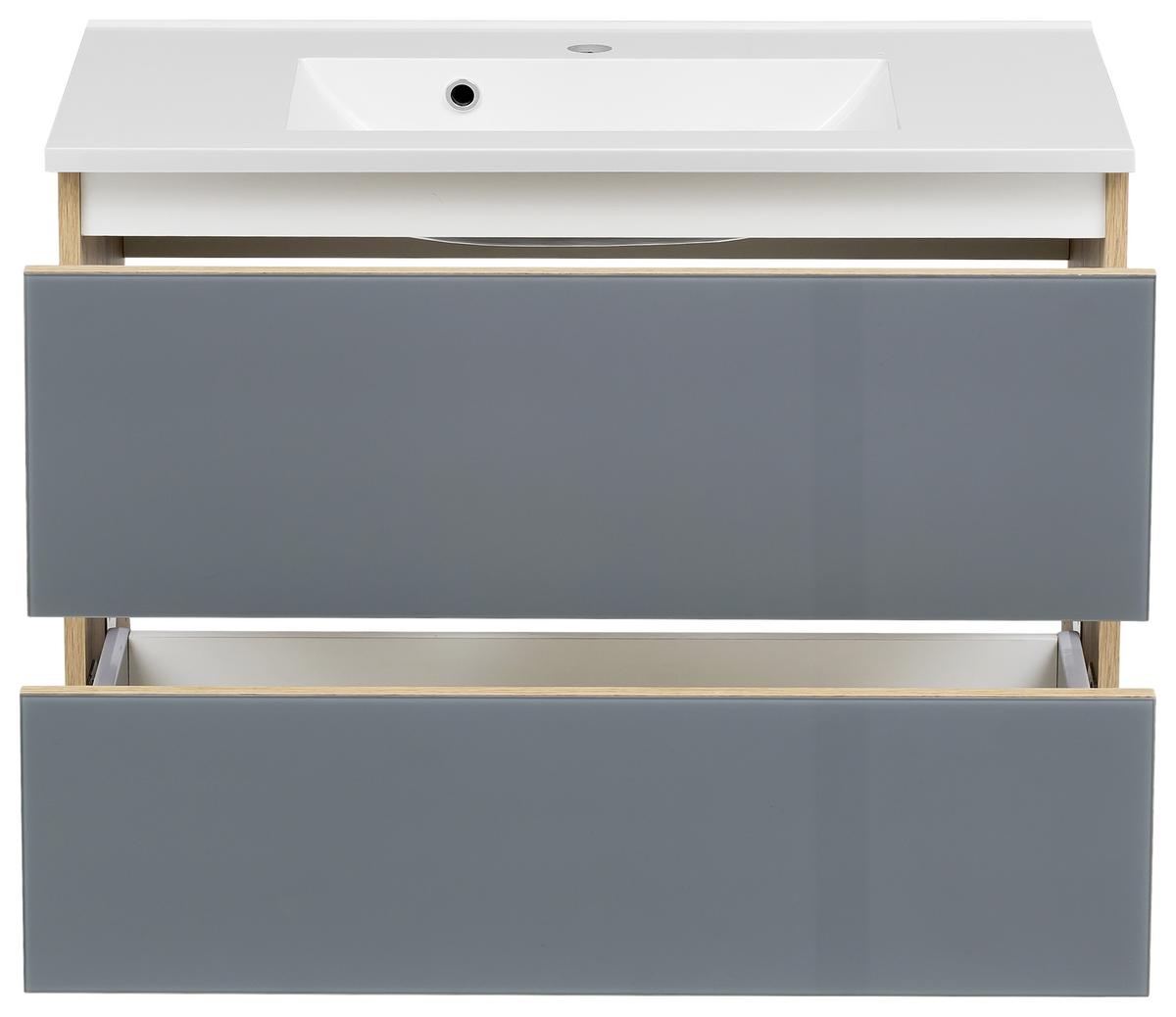 BADEZIMMER HELSINKI - Eichefarben/Weiß, KONVENTIONELL, Glas/Holzwerkstoff (120cm) - Held