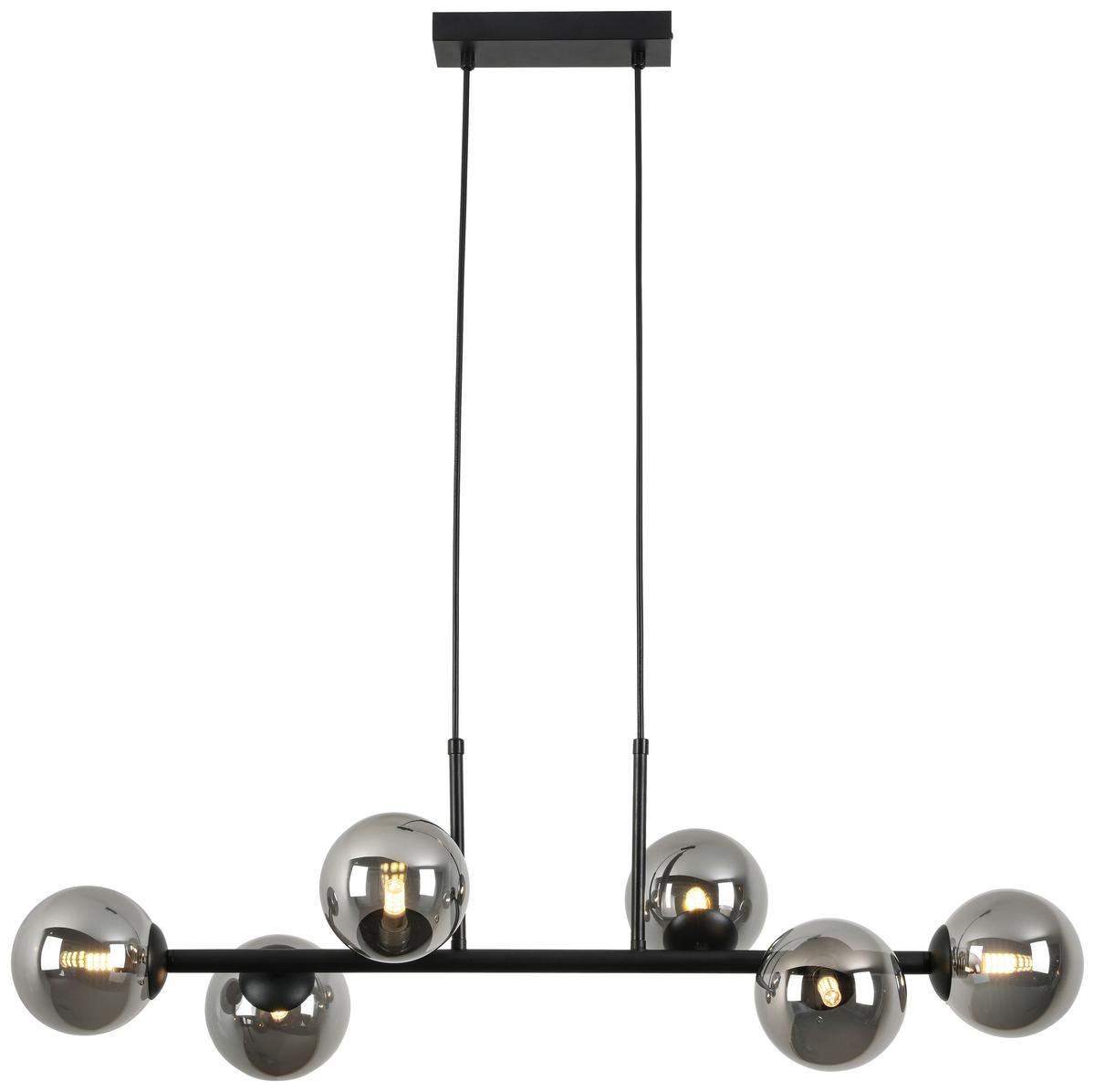 Lampă suspendată LISIB - culoare crom/negru, Modern, sticlă/metal (85/28/120cm) - Mömax